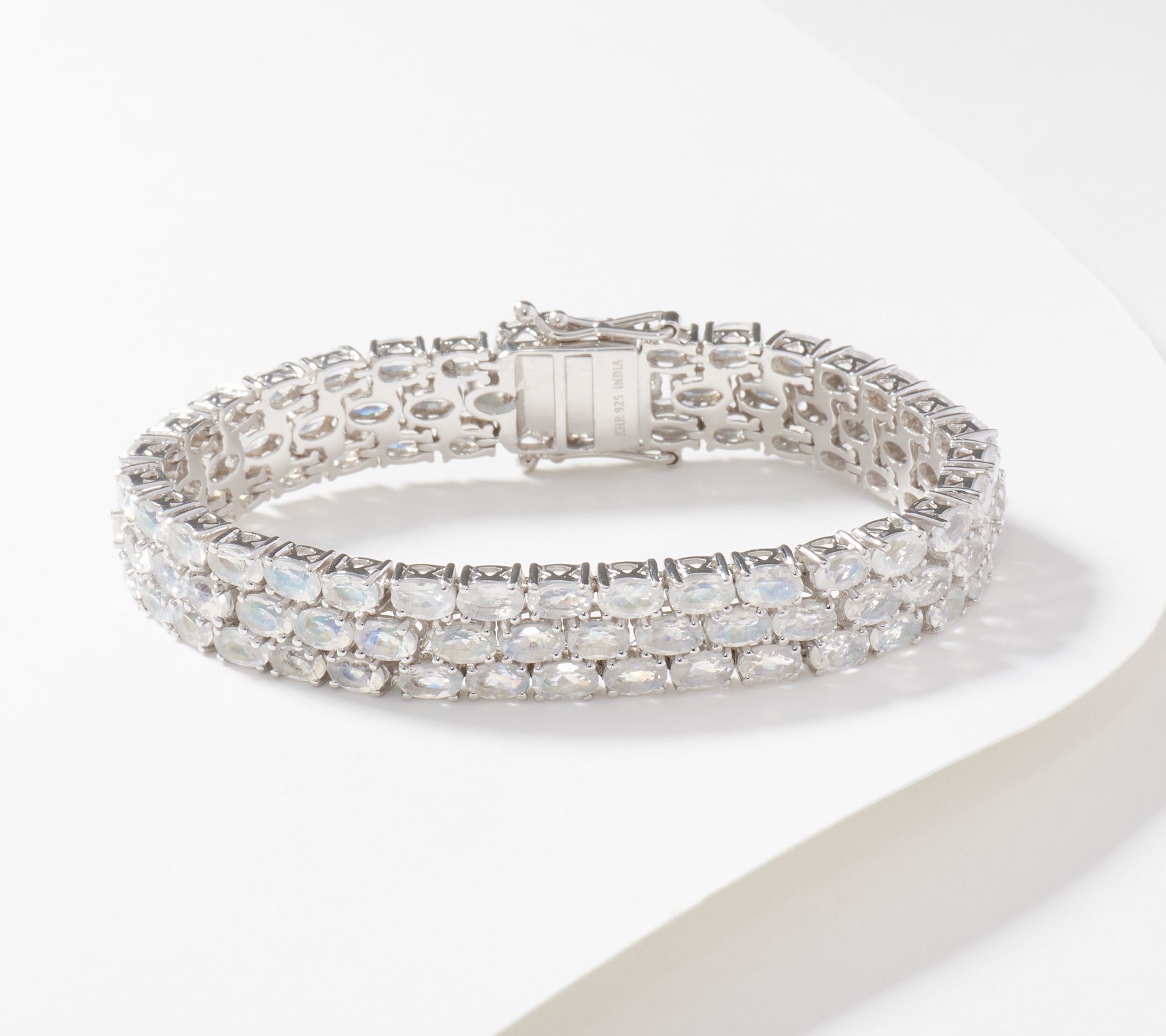 "As Is" Affinity Gems 3-Row Oval Cut Gemstone Tennis Bracelet, Sterl