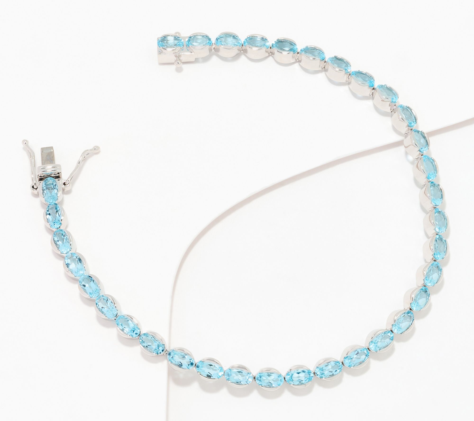 Affinity Gems Oval Cut Gemstone Tennis Bracelet Sterling Silver