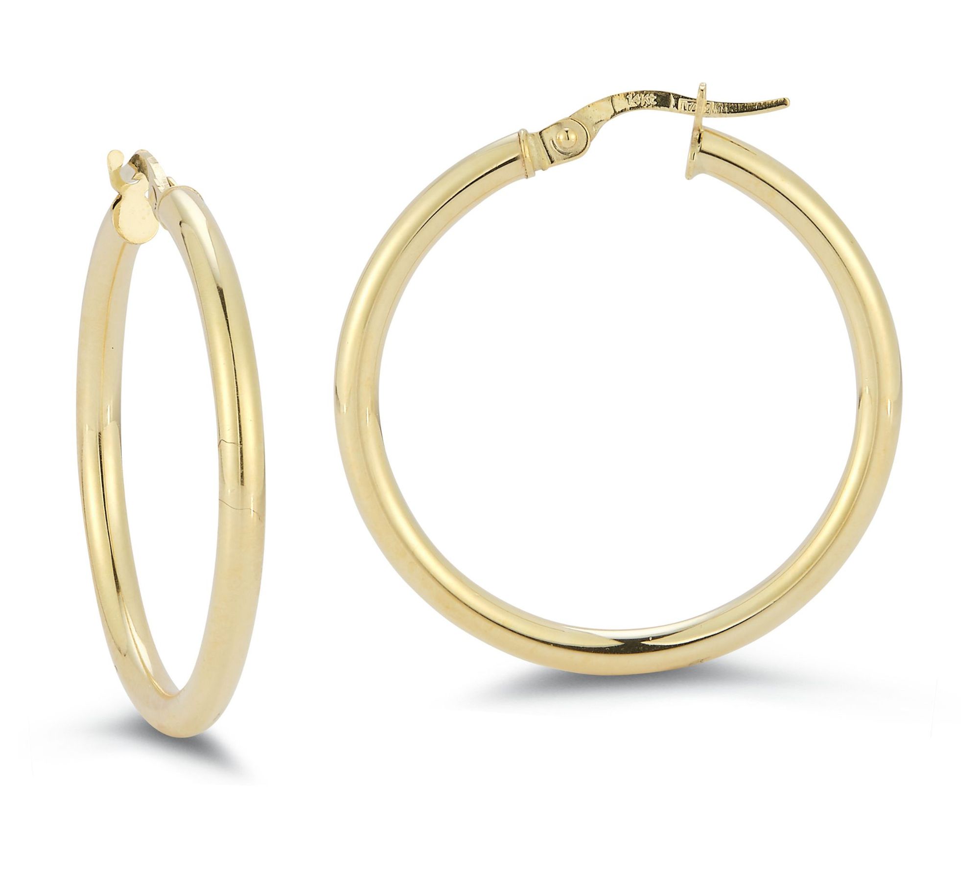 Italian Gold 1-3/8" Polished Hoop Earrings, 14K
