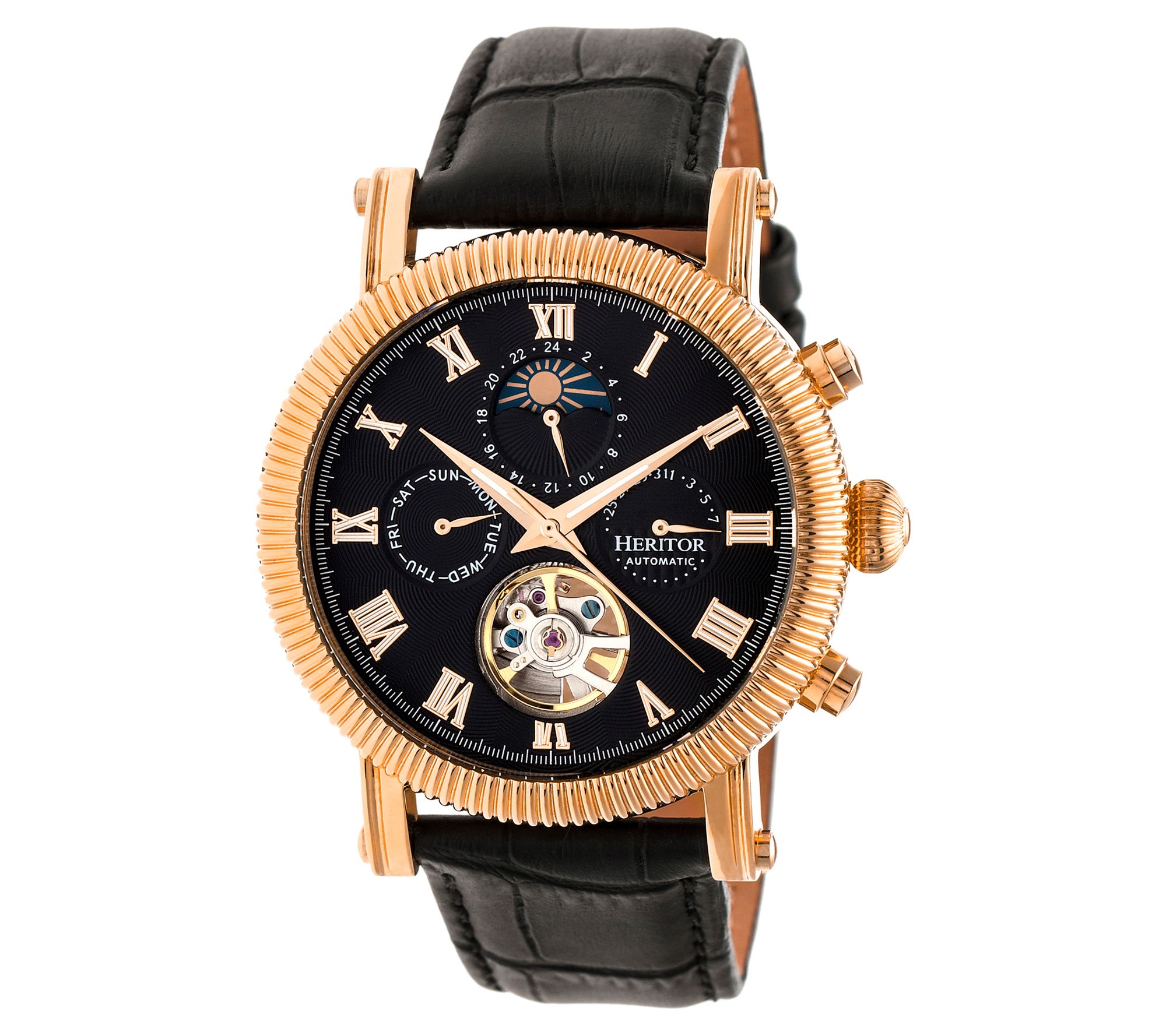 Heritor Automatic Winston Stainless Steel Leather Strap Watch