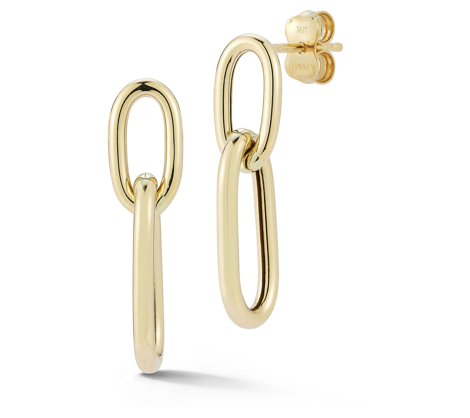 Luminosa Gold Double Rounded Oval Link Drop Earrings, 14K