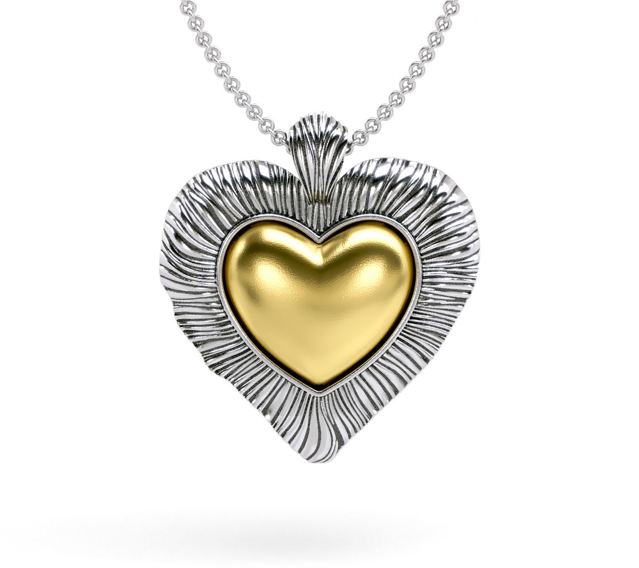 Or Paz Sterling Silver Textured Heart Pendant w/ Chain