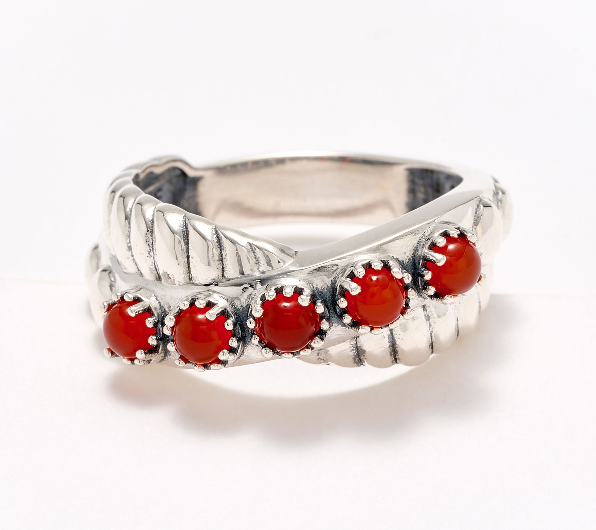 American West Sterling Silver & Gemstone Twist Band Ring