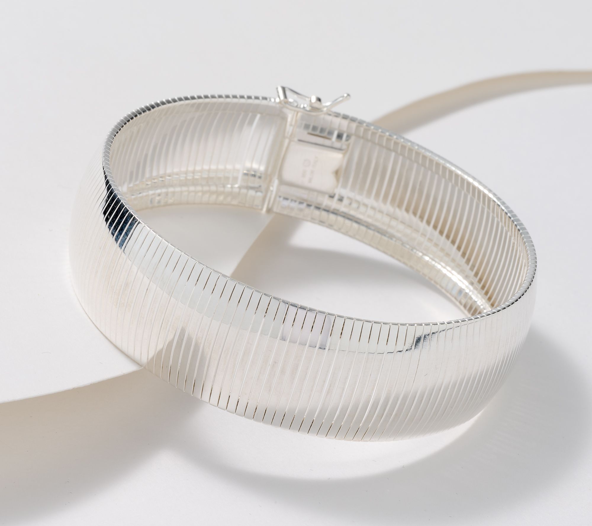 "As Is" UltraFine 950 Silver Polished Bold Omega Bracelet, 24g