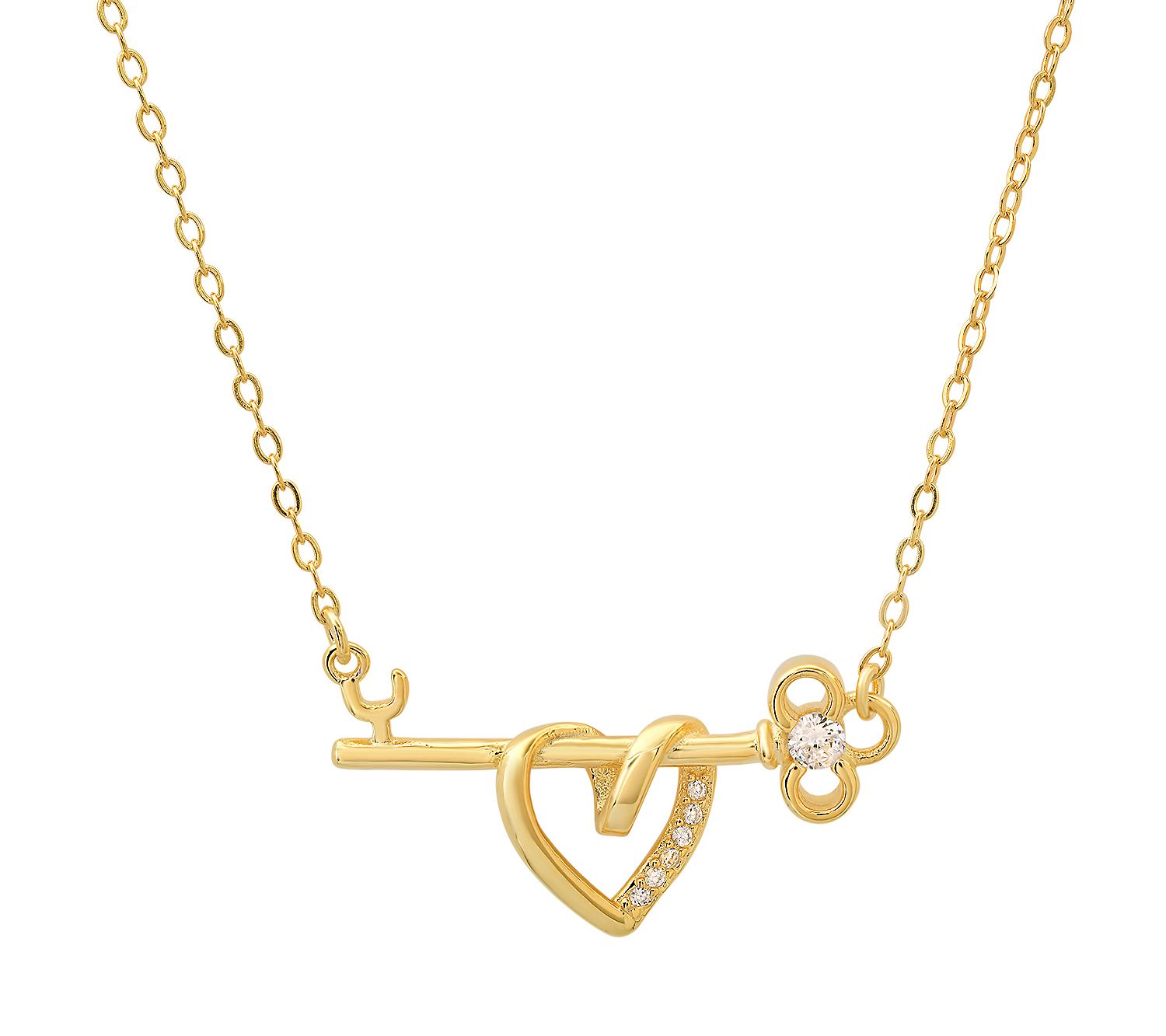 Diamonique 'Key to My Heart" Bar Necklace, Sterling Silver