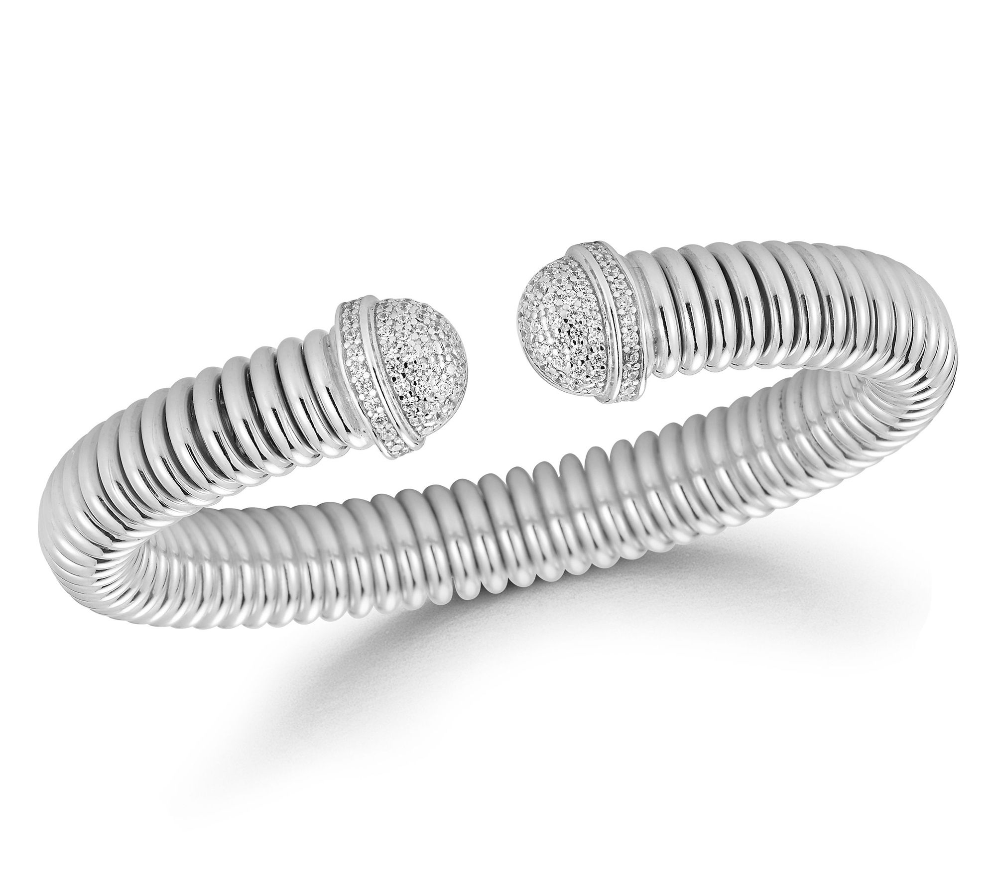 Italian Silver Pave Accordion Cuff, Sterling