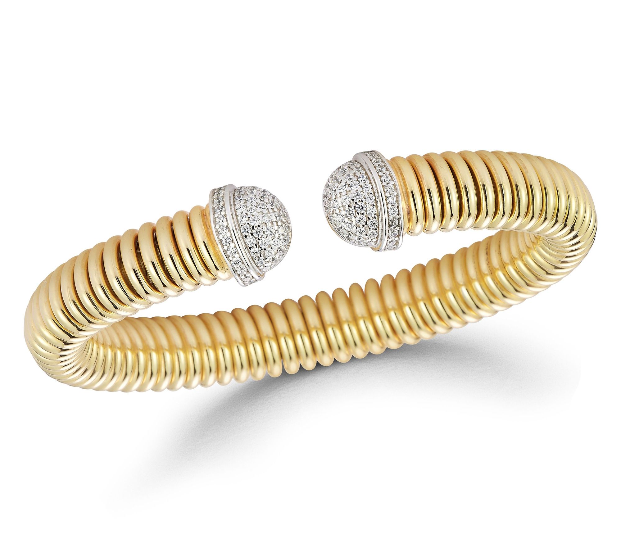 Italian Silver Pave Accordion Cuff, Sterling