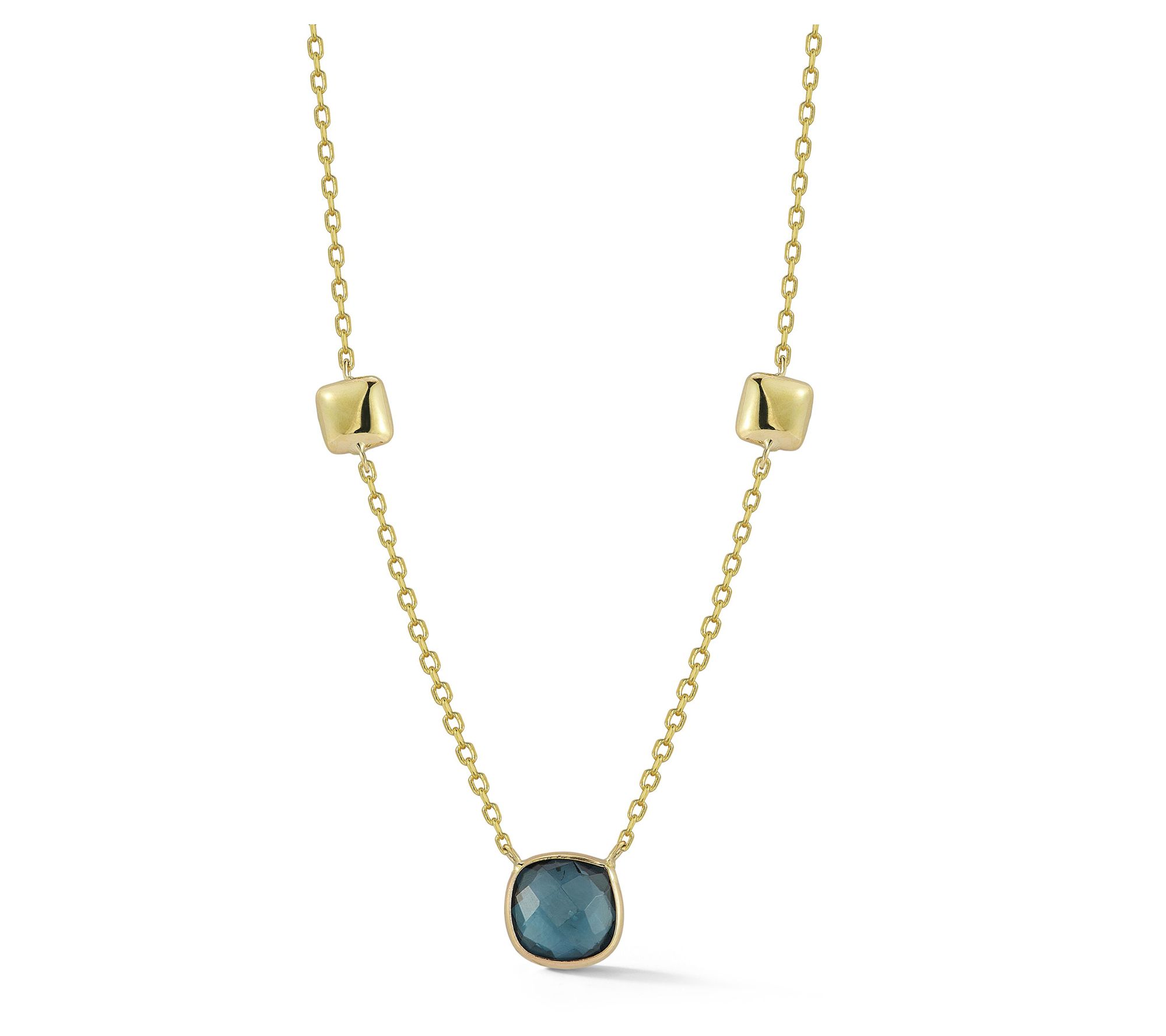 Italian Gold London Blue Topaz Necklace, 14K