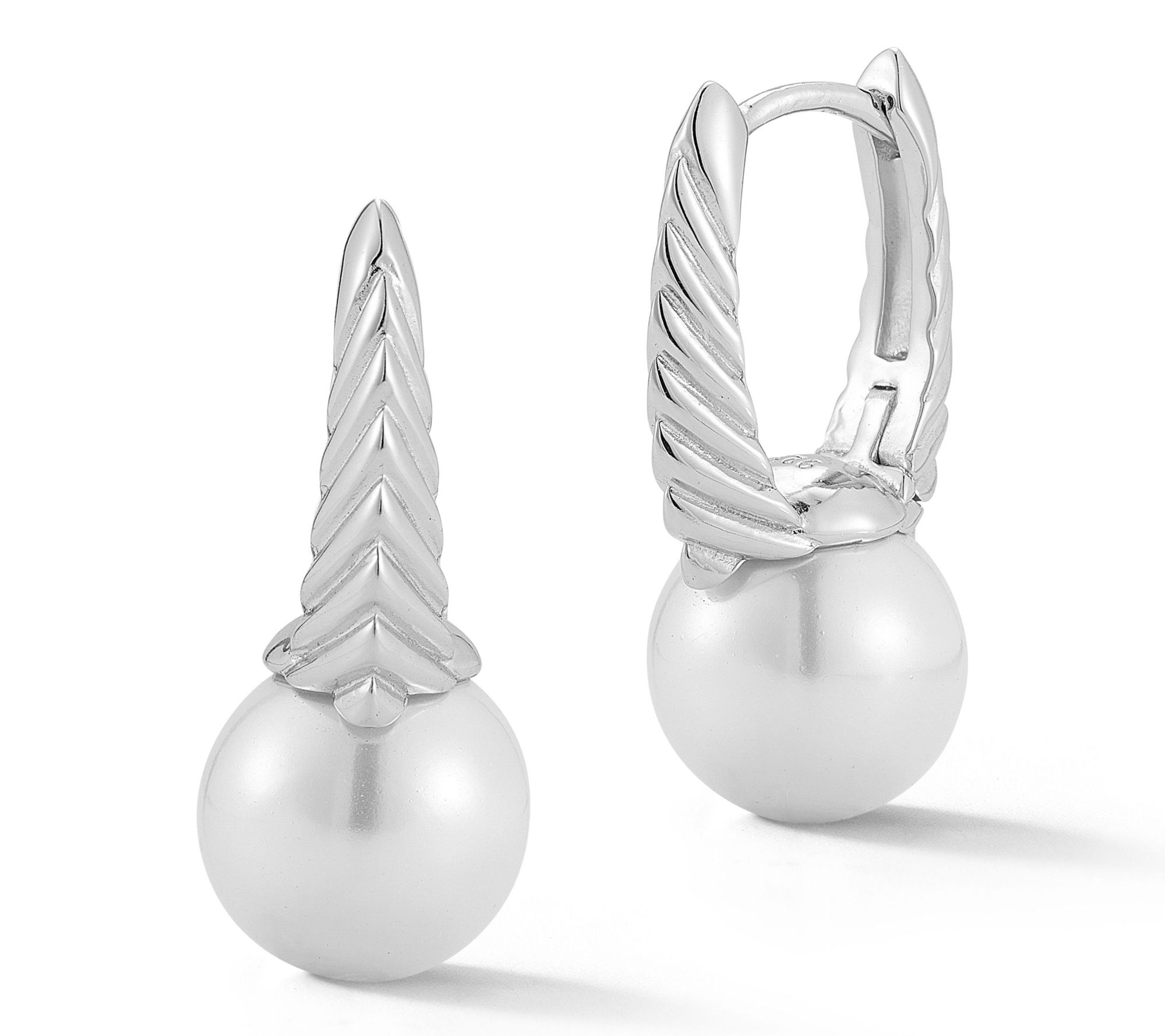 Sterlina Silver Cultured Pearl Braided Earrings, Sterling