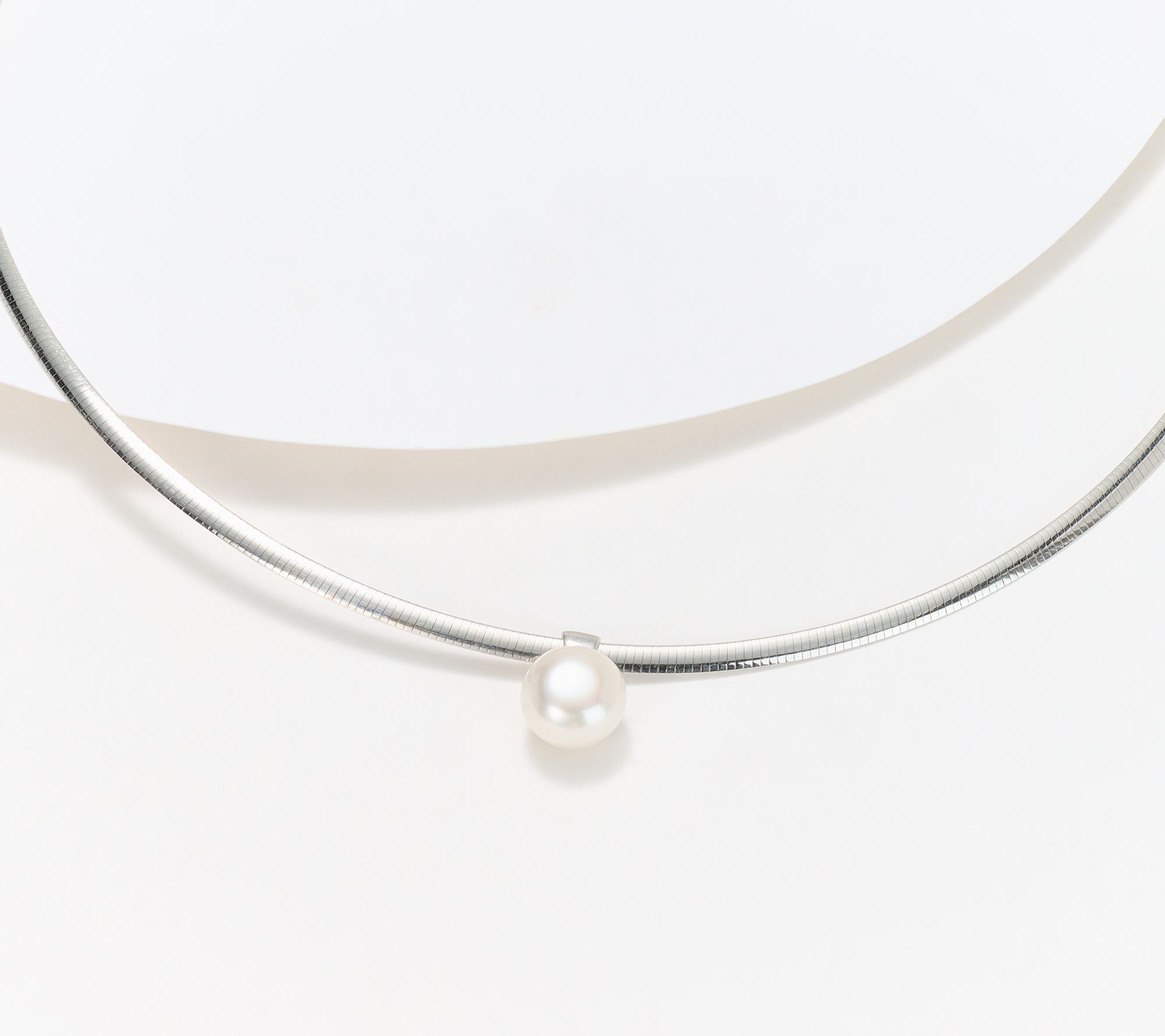 "As Is" Honora Omega Necklace w/ Cultured Pearl Charm, Sterling