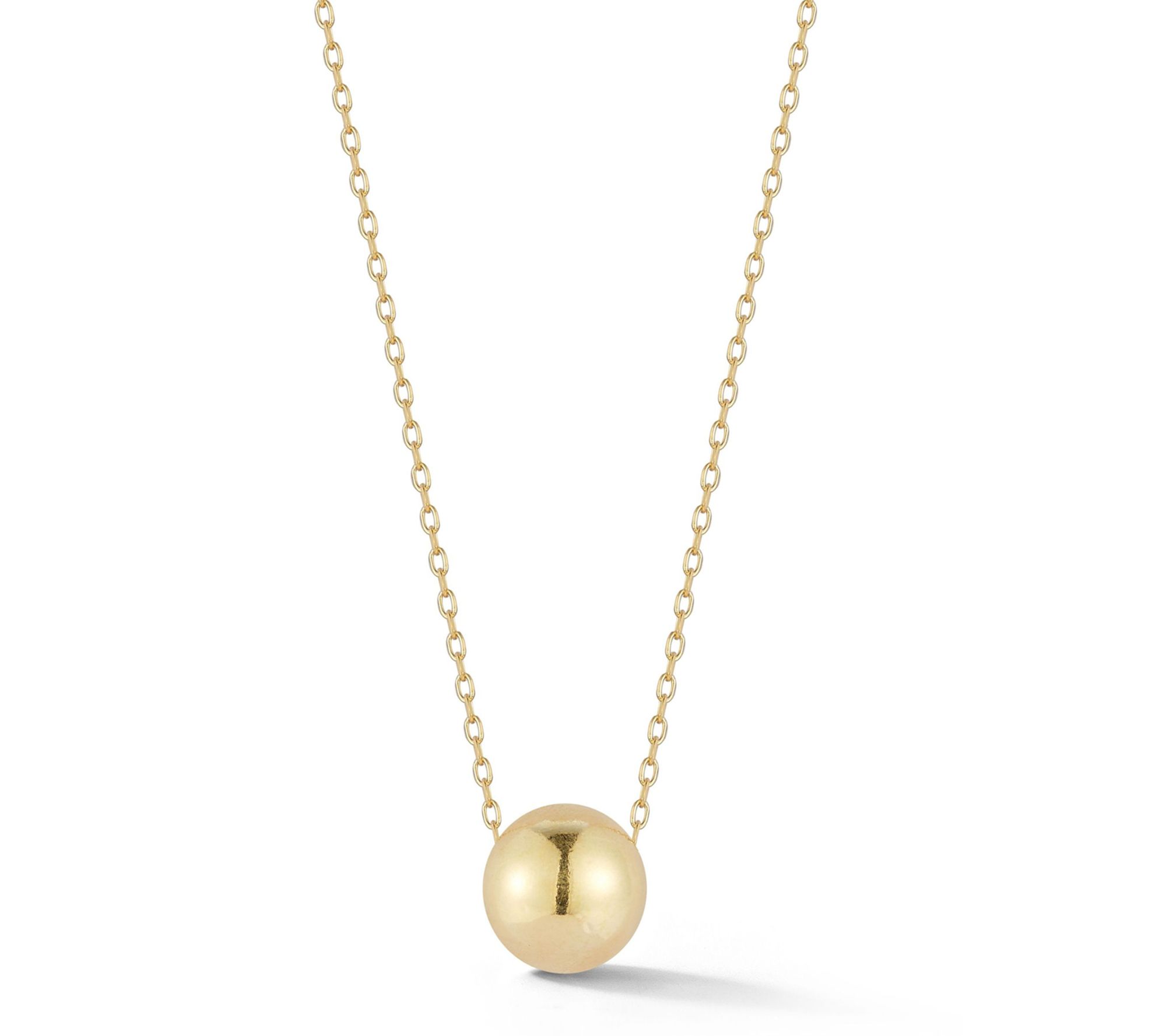 Italian Gold 7mm Strung Bead Necklace, 14K