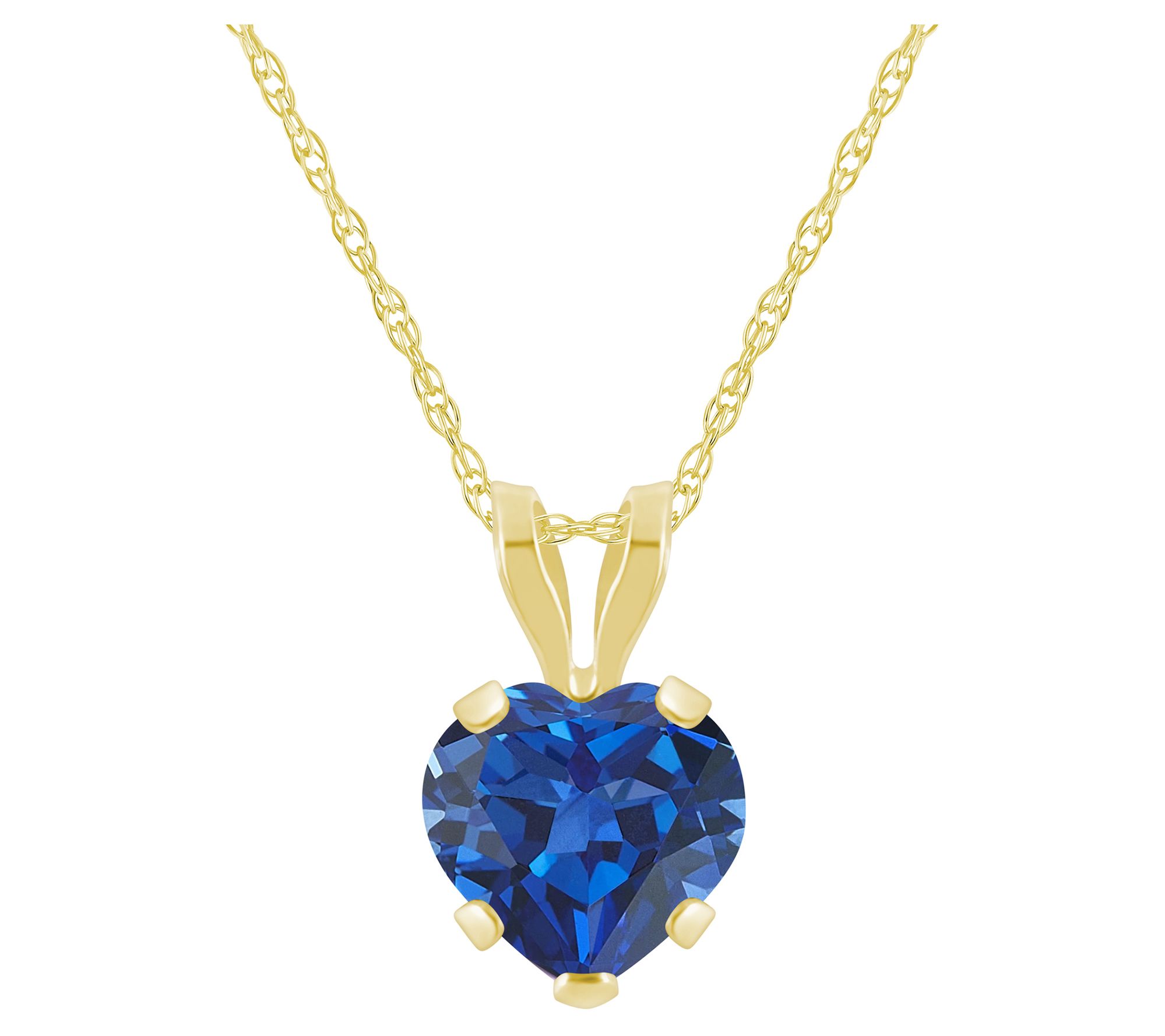 Affinity Gems Heart Shape Created Gemstone Pendant, 10K Gold