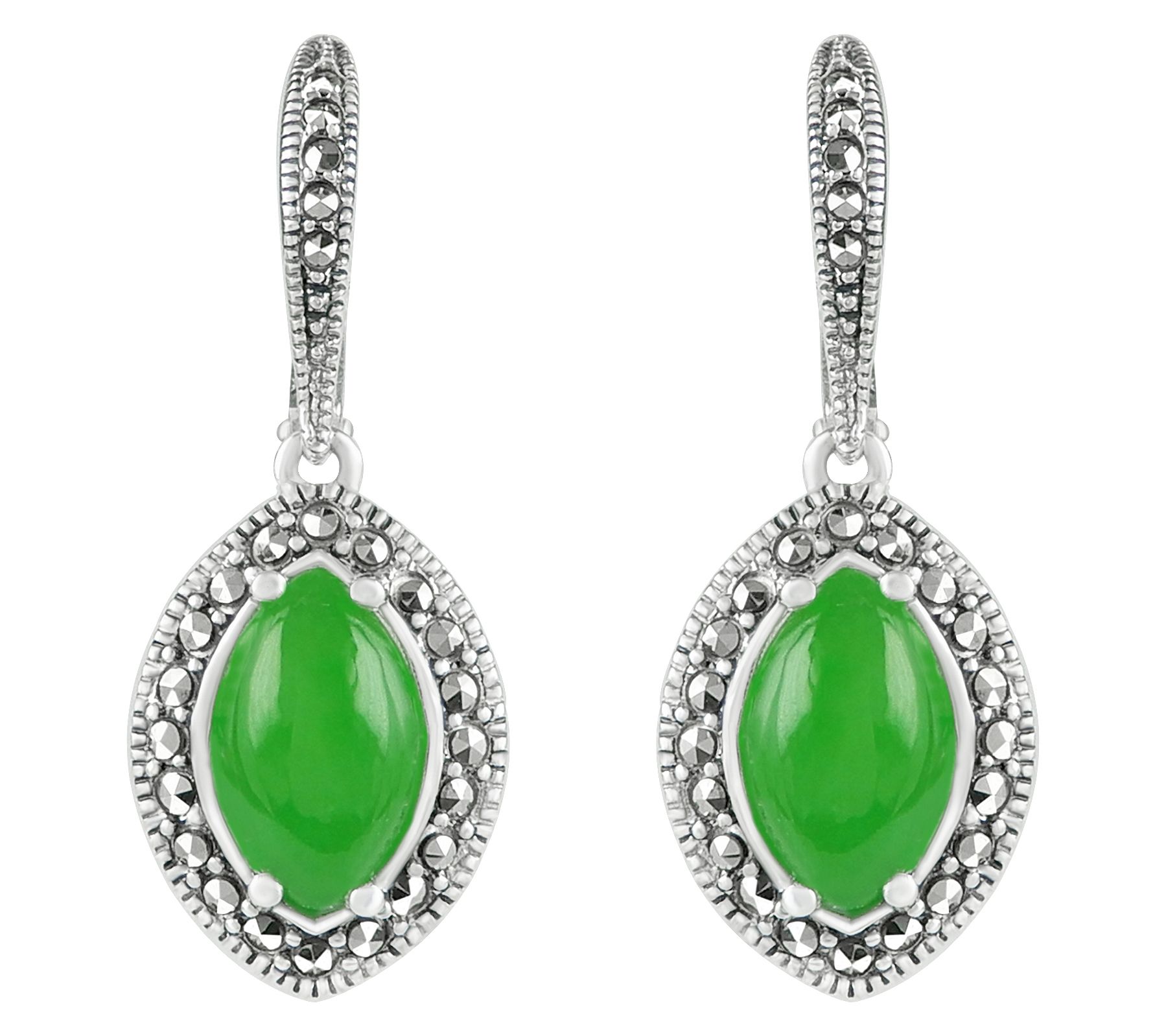 Suspicion Sterling Silver Marquise Jade DangleEarrings