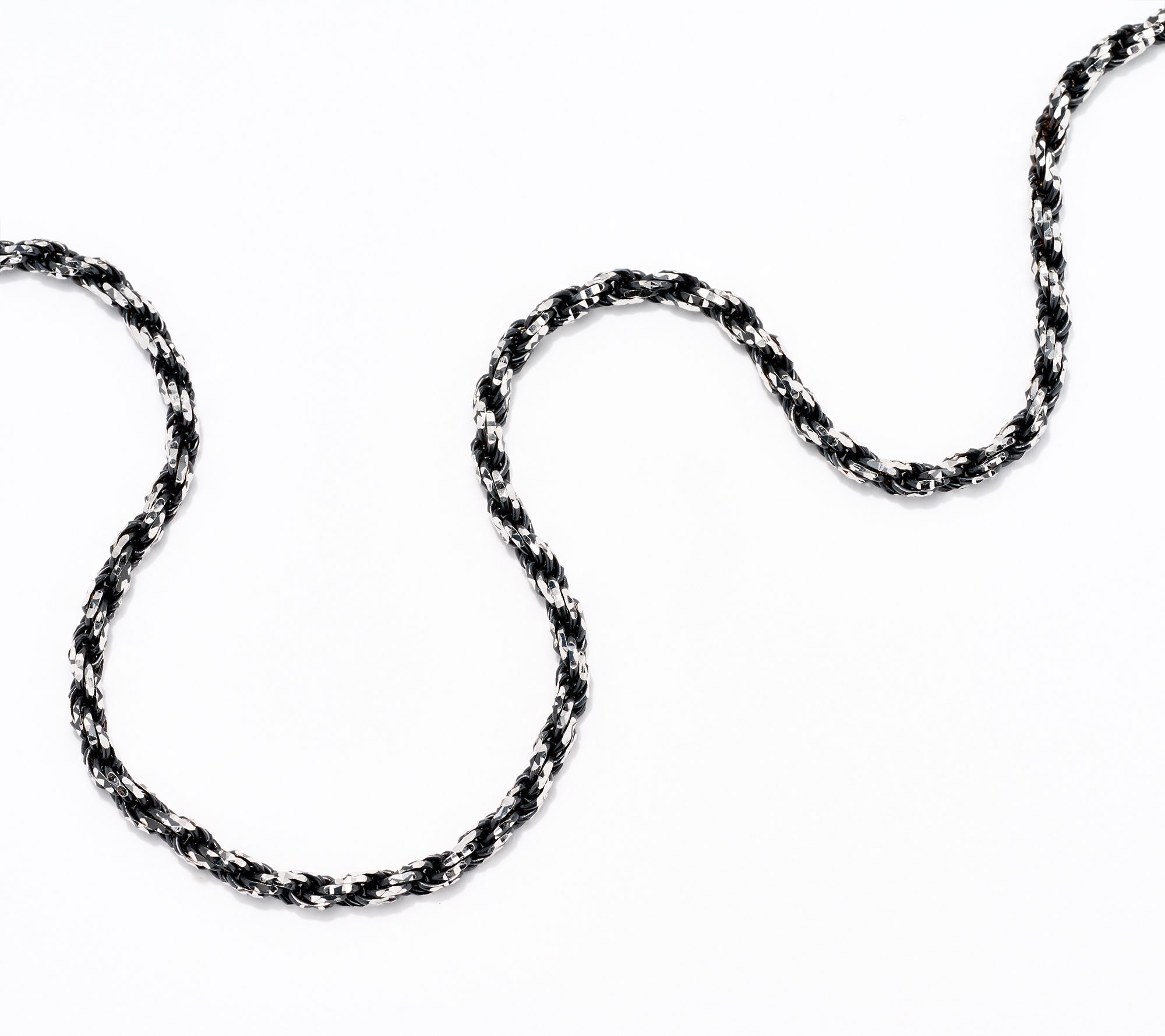 As Is Silver Style Two-Tone 20" Rope Chain Necklace, SS