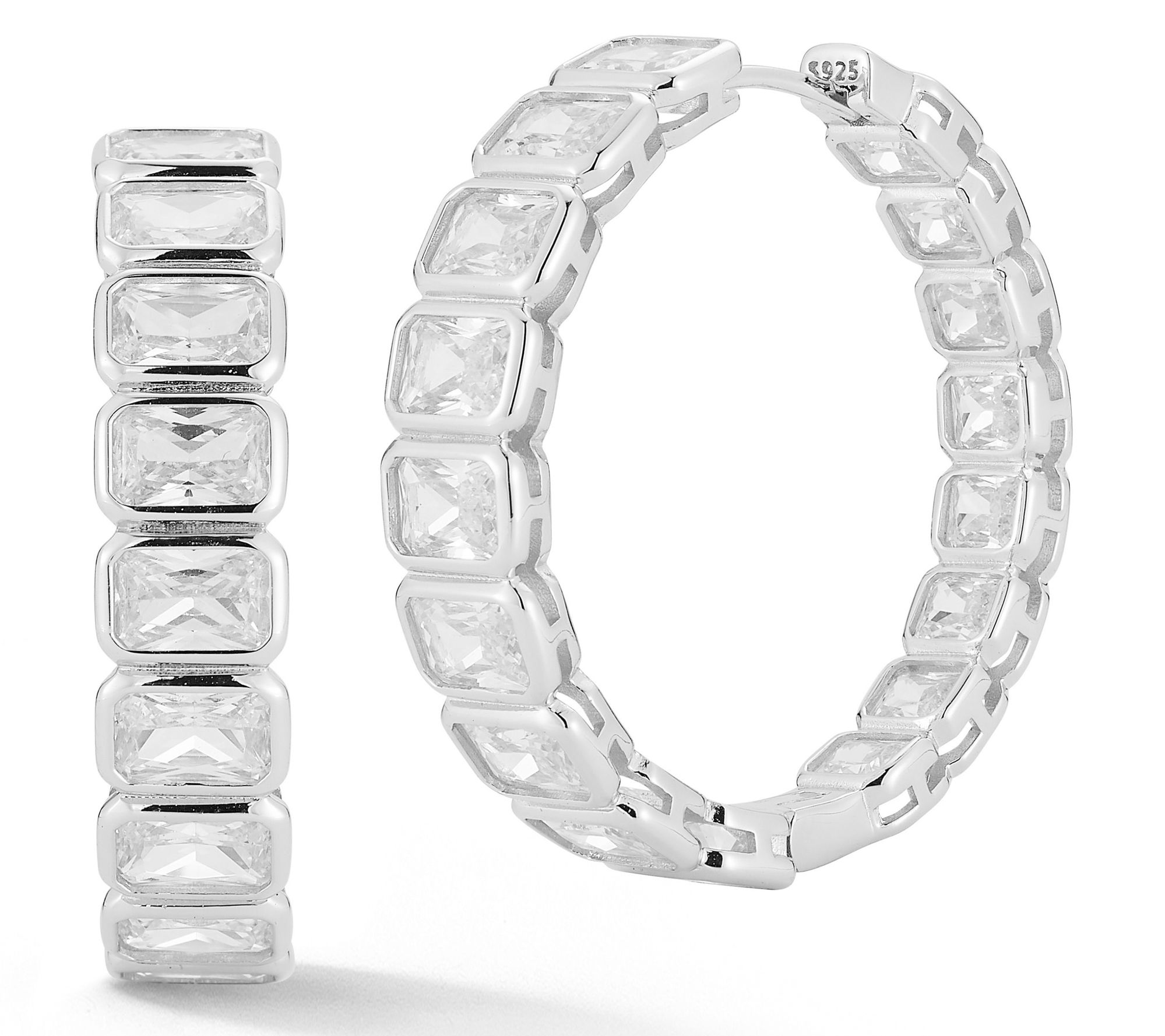 Rachel Zoe Radiant Cut Hoop Earrings, SterlingSilver