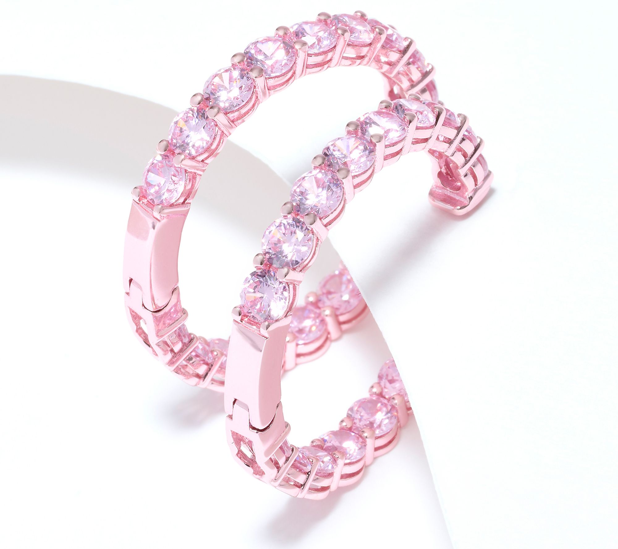 Diamonique x Jennifer Miller Clip On Colored Hoop Earrings, Sterl