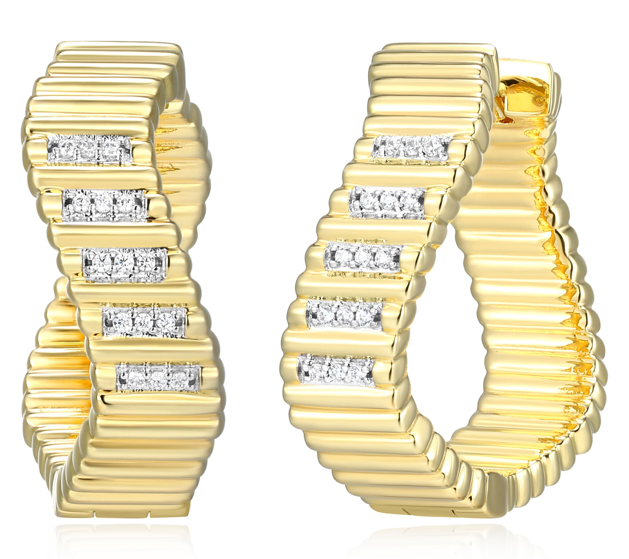 LuxLab Diamonds Wave Hoop Earrings, 18K Gold Pl ated