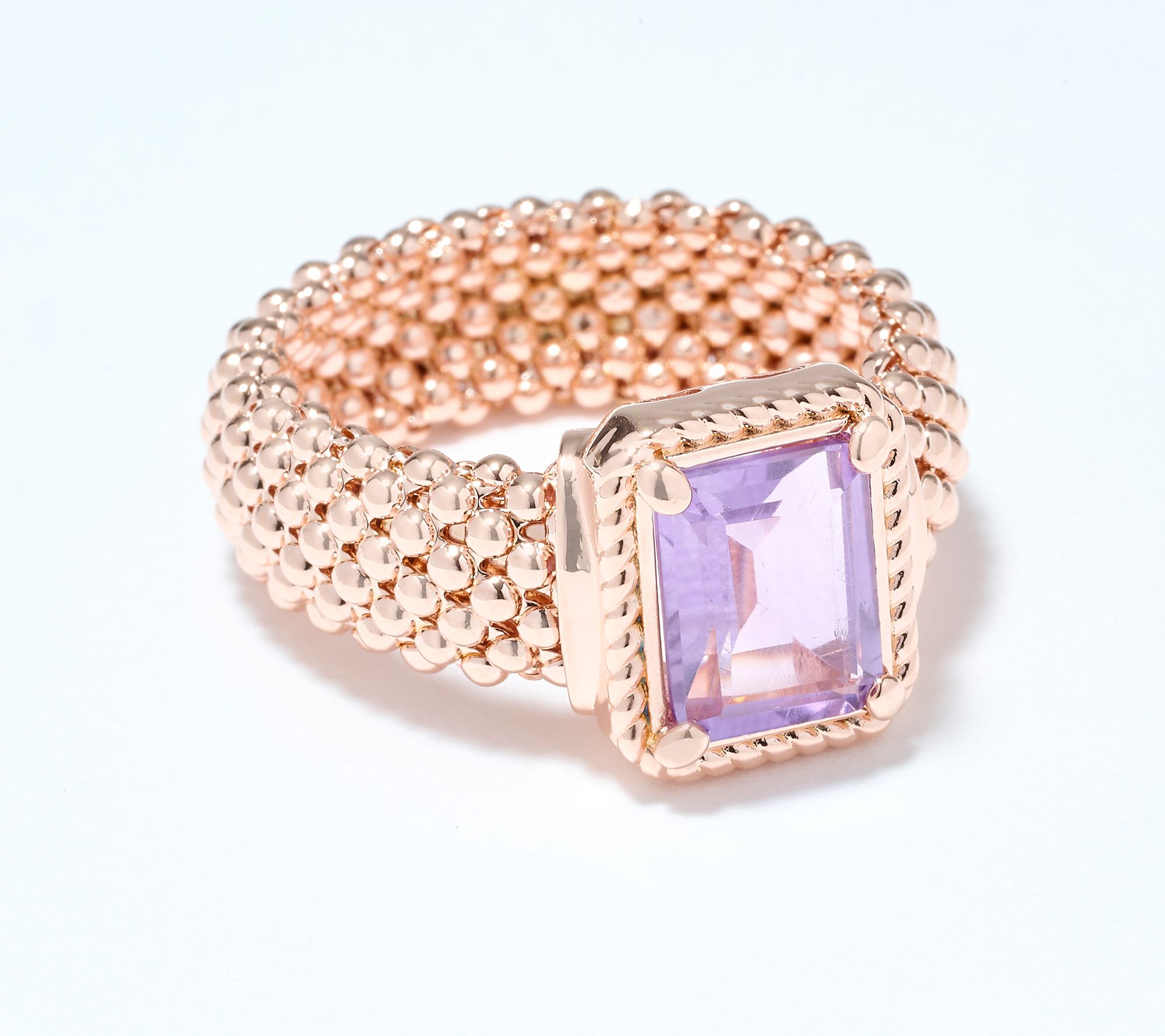 David Markstein Debut Bronze Mesh Emerald Cut Gemstone Ring