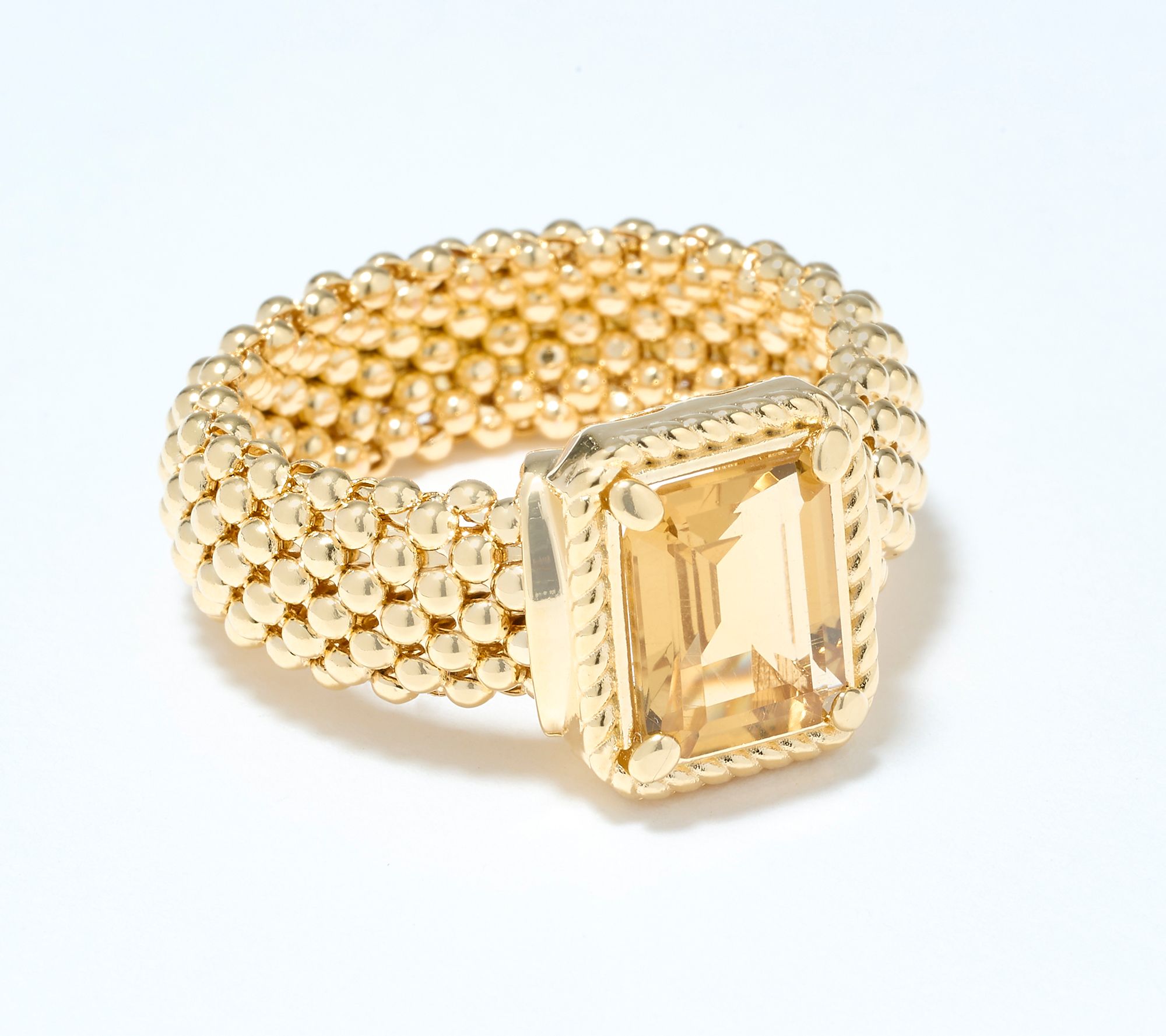 David Markstein Debut Bronze Mesh Emerald Cut Gemstone Ring