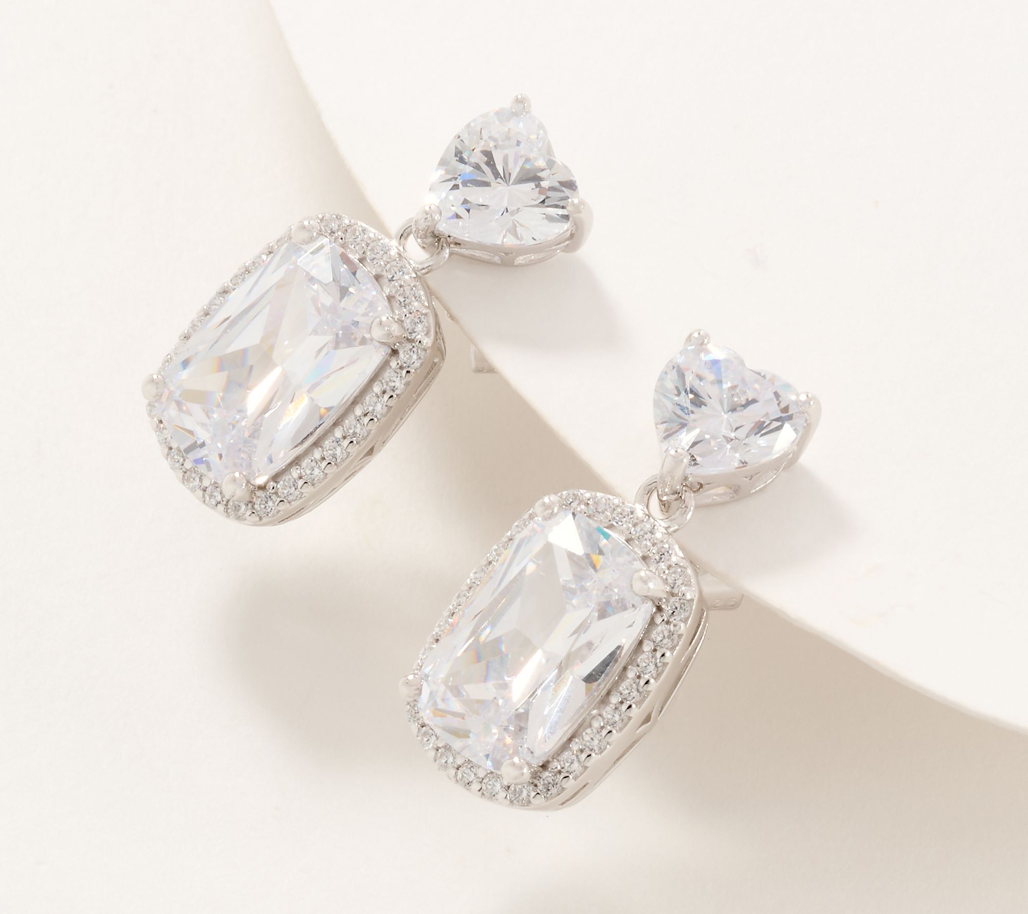 Diamonique x Jennifer Miller Cushion Drop Earrings, Sterling Silver