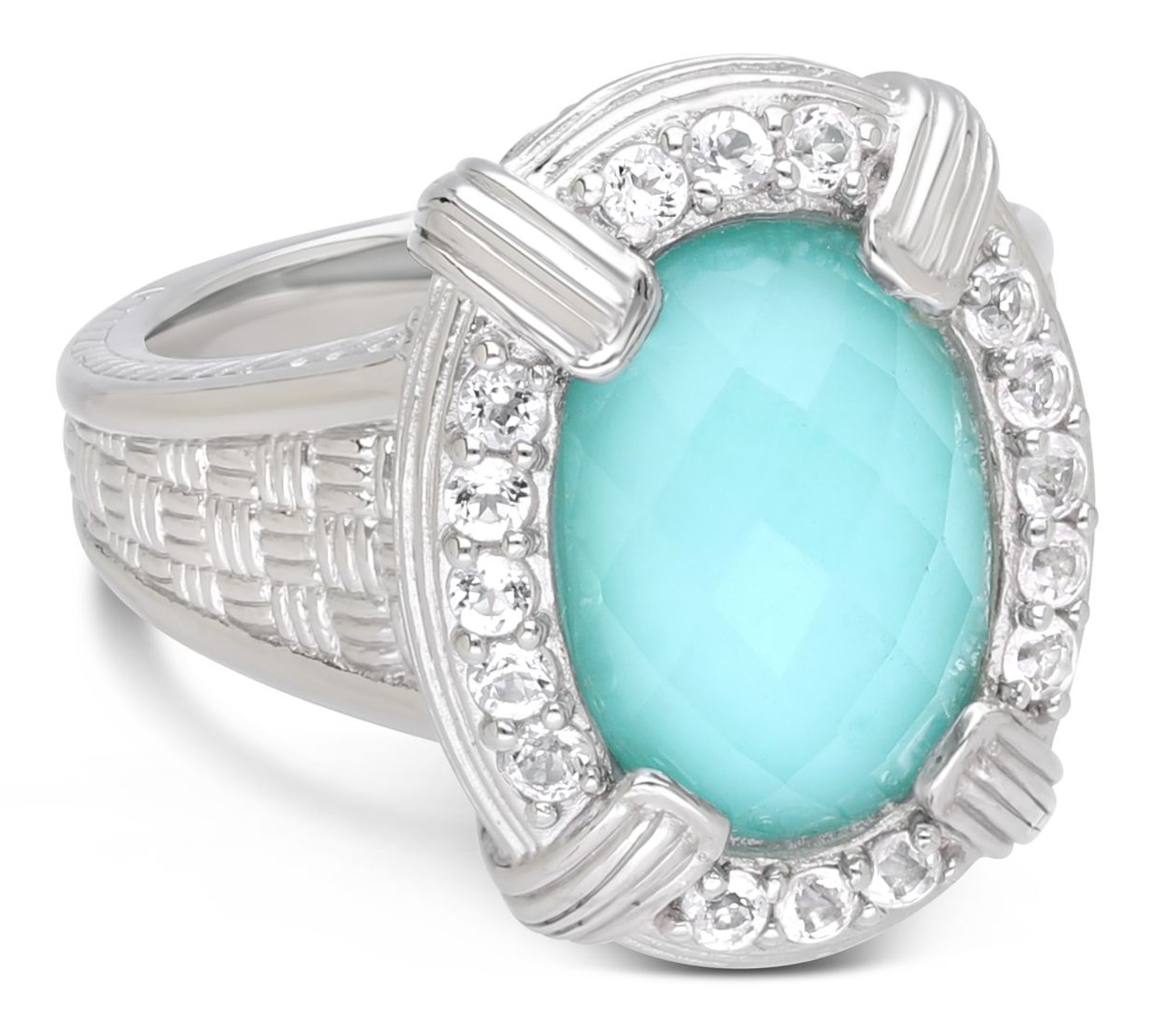 Ariva Sterling Silver Turquoise Doublet Cocktail Ring