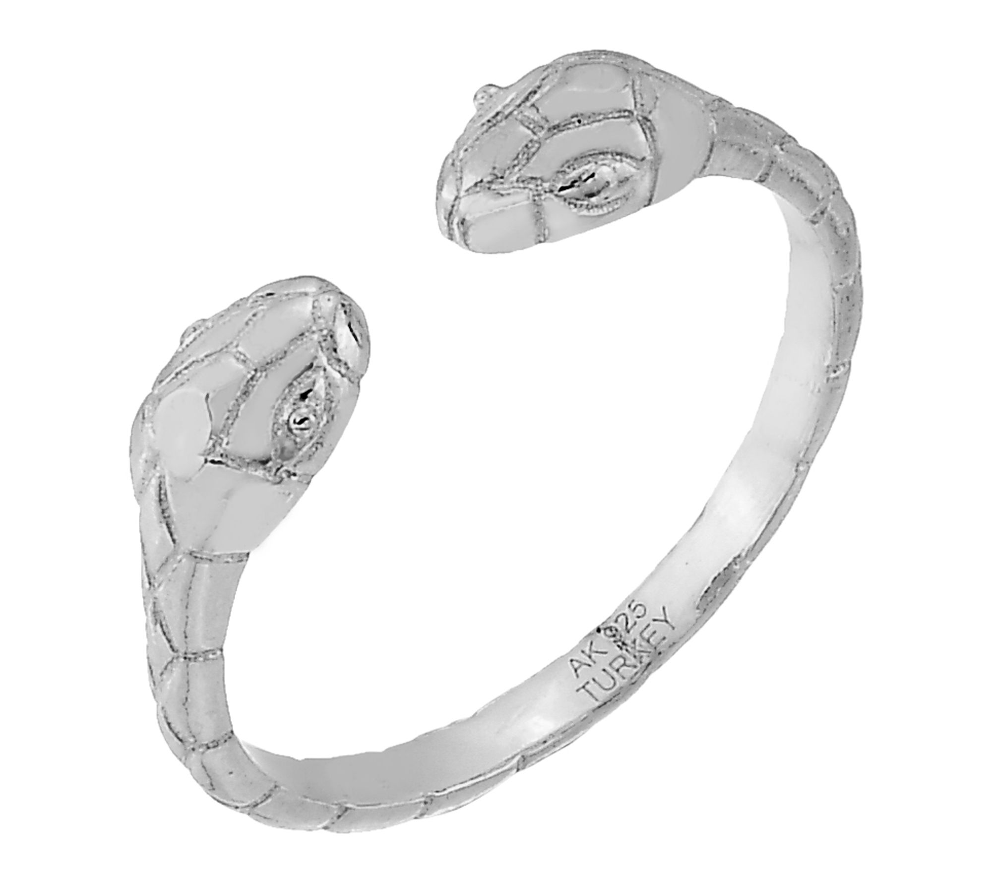 Silver Style Textured & Polished Snake Ring, Sterling Silver