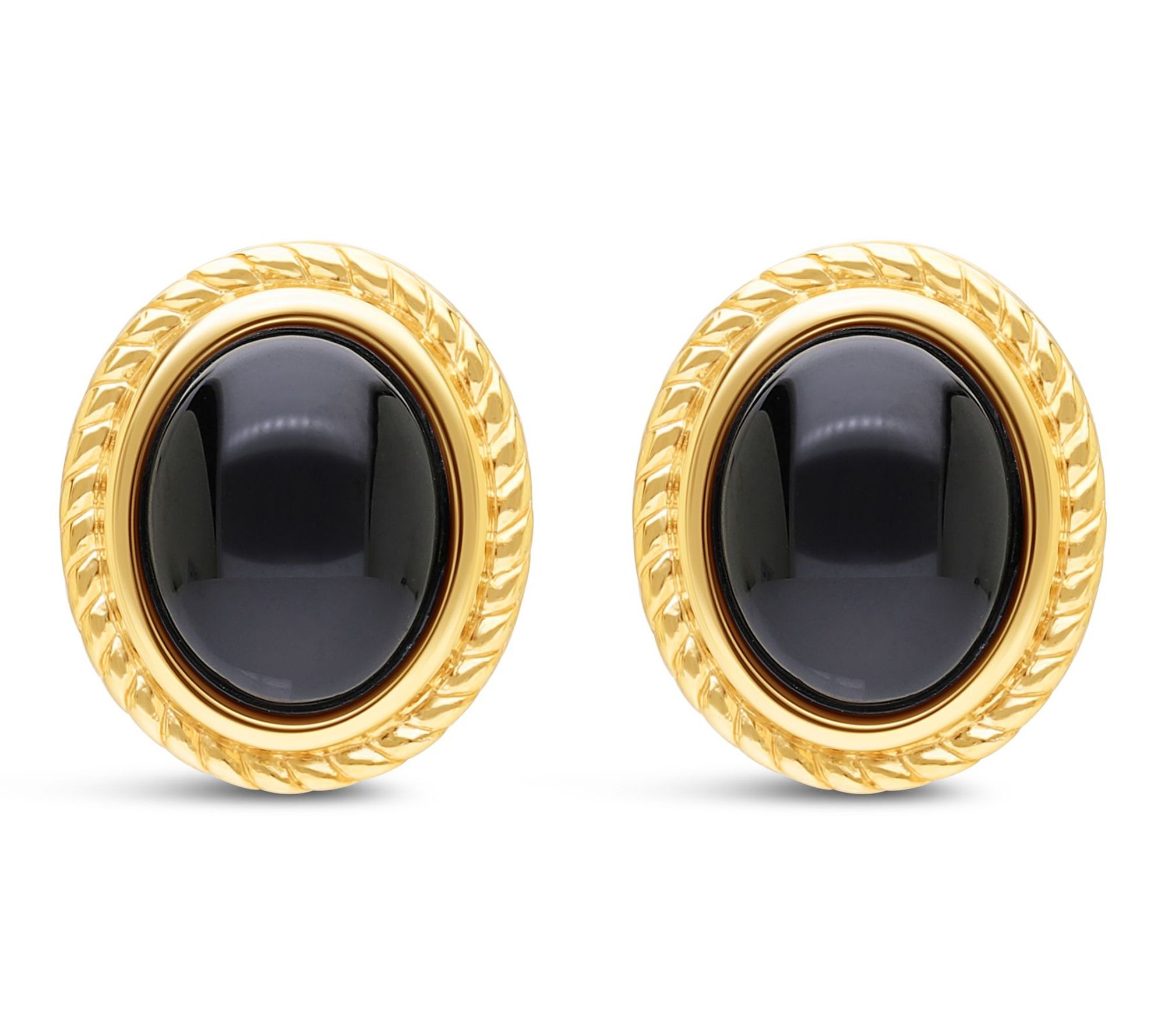 Ariva Sterling Silver Arden Oval Onyx Button Earrings
