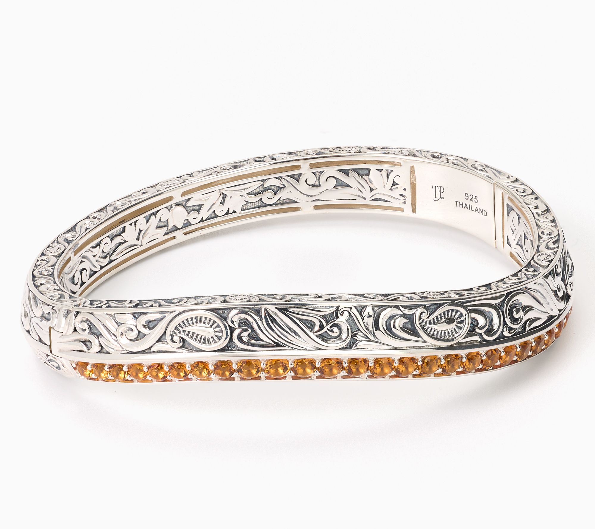 Third Person Sterling Silver Pave Gemstone Bangle Bracelet