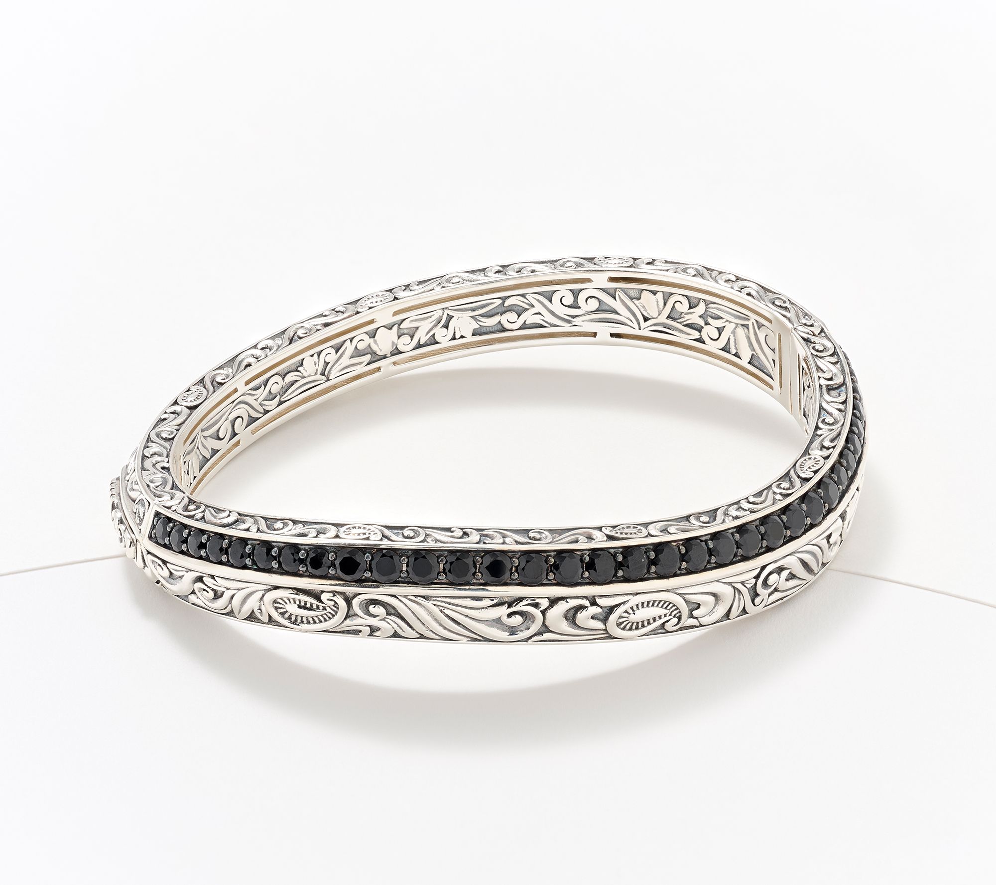 Third Person Sterling Silver Pave Gemstone Bangle Bracelet