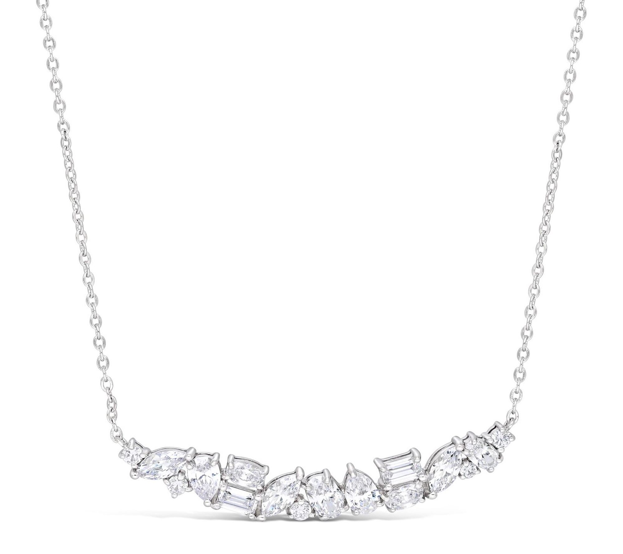 Ariva Sterling Silver Diamonique Cluster Necklace