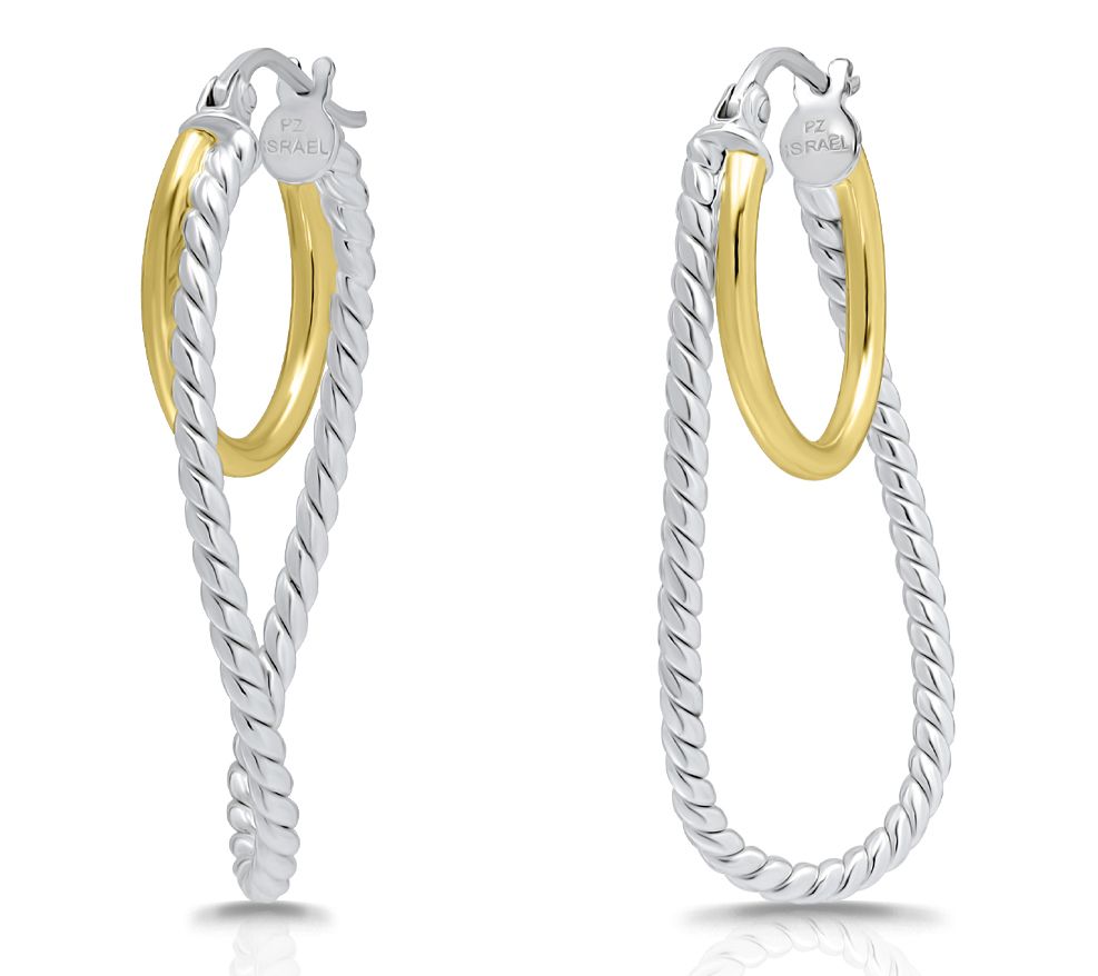 Or Paz Rope Textured Double Hoops Earrings