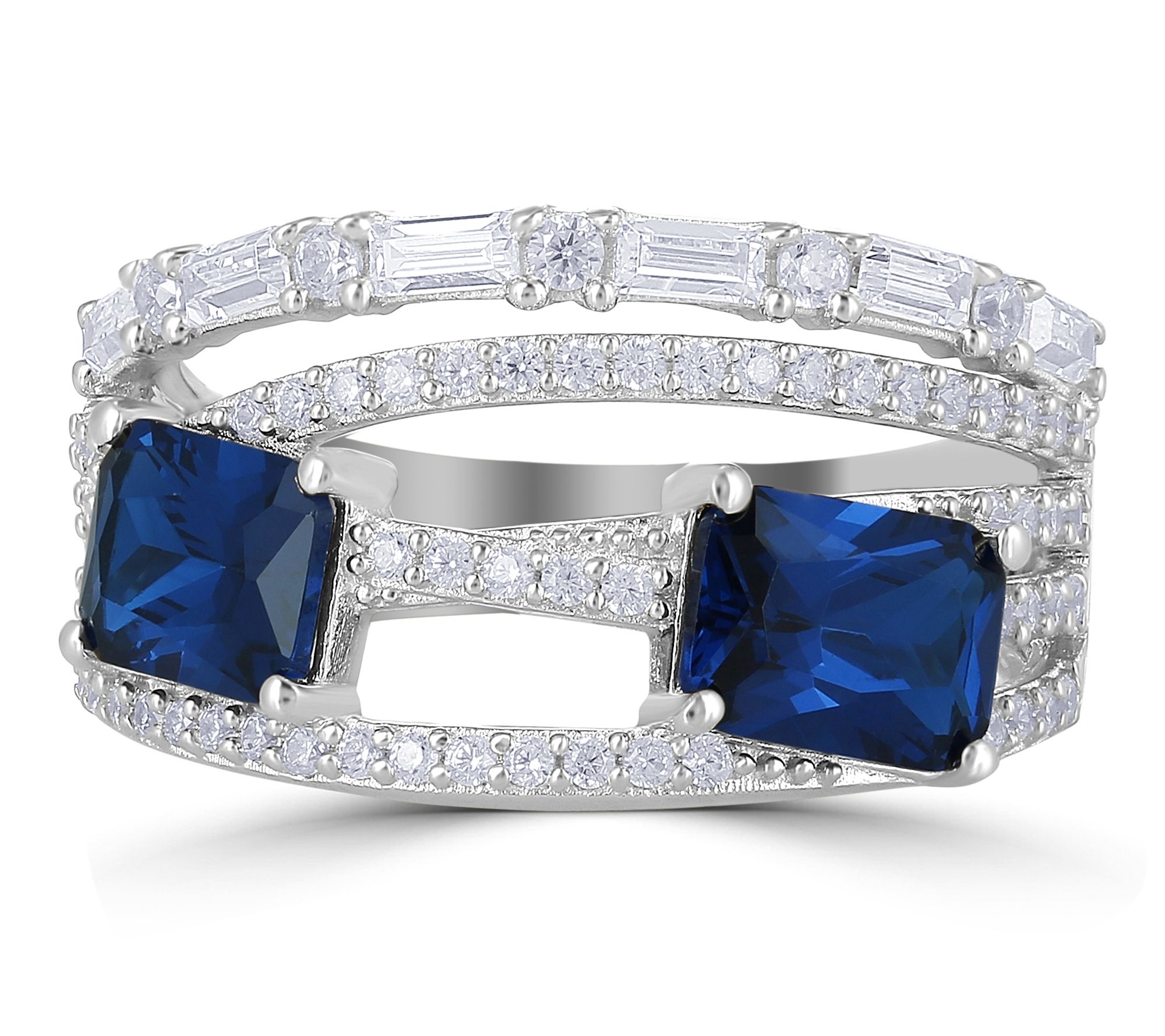 Diamonique x Kathy Levine Multi-Row Ring, Sterling Silver