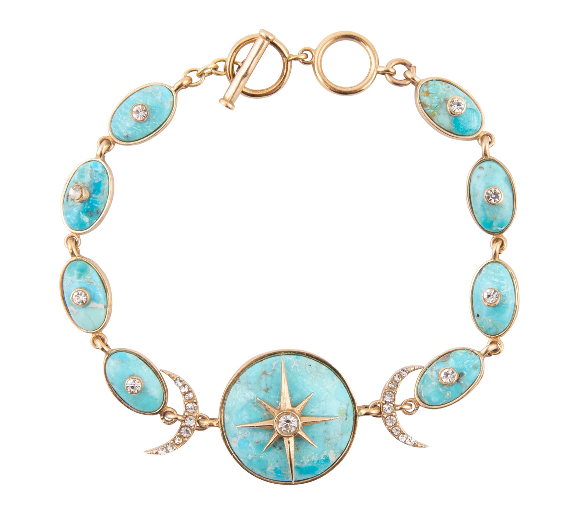 Barse Artisan Crafted Celestial Turquoise Golden Link Bracelet