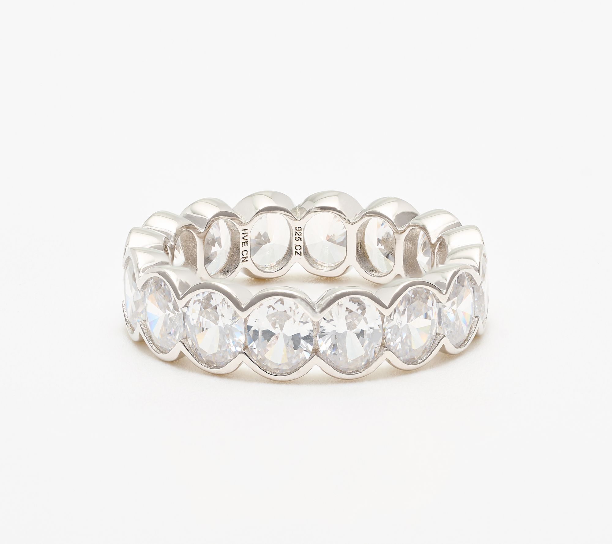Diamonique Classics Round Cut Eternity Band Ring, Sterl