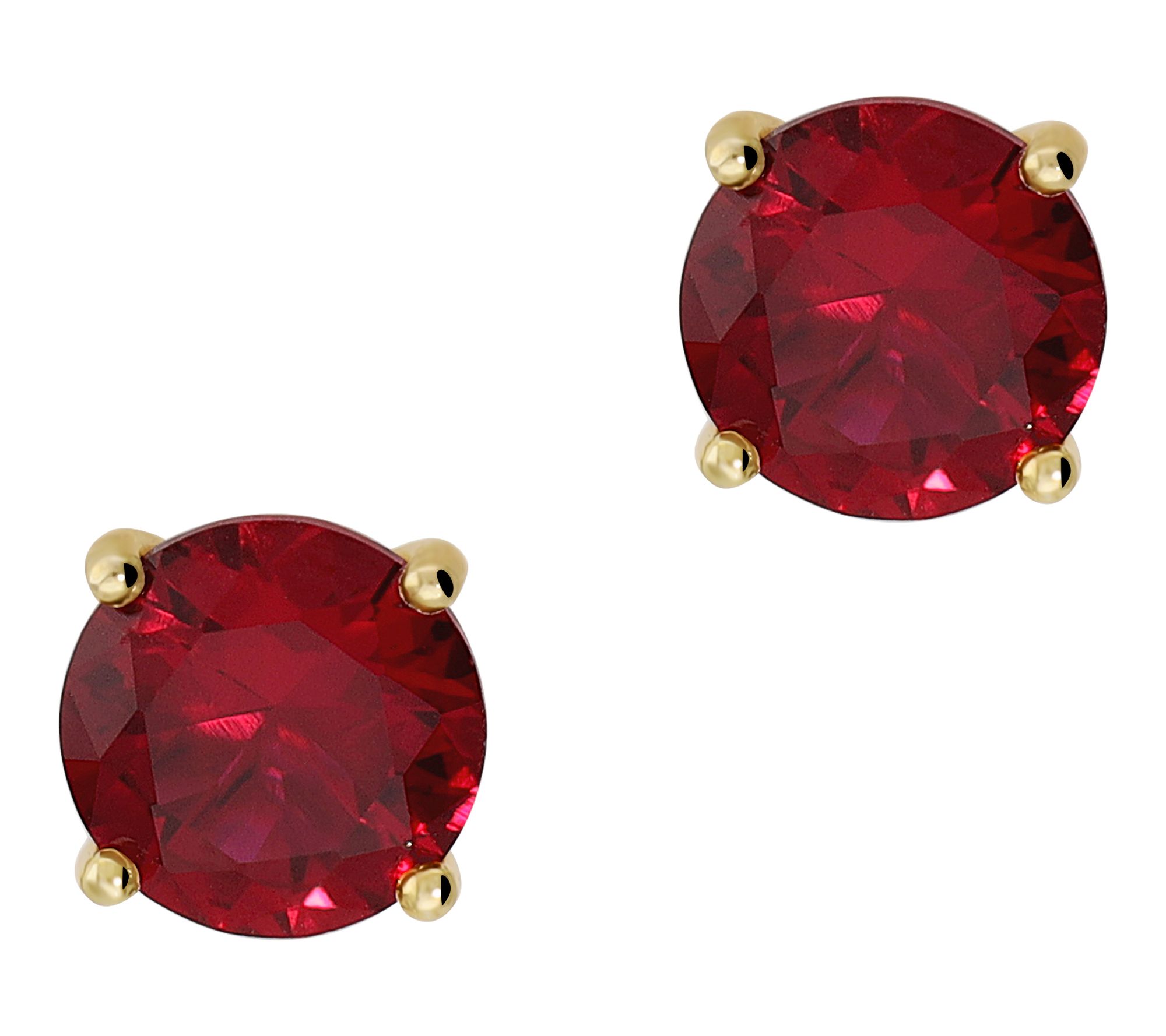 Diamonique Red Solitaire Stud Earrings, Sterling Silver