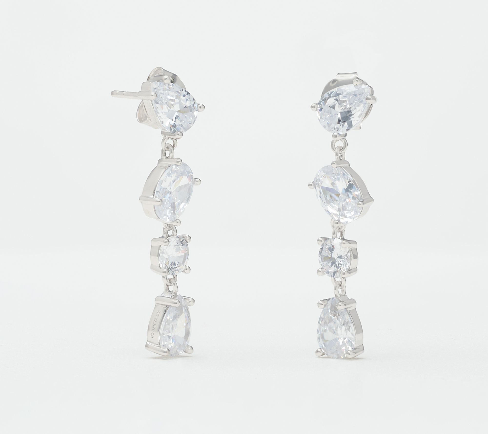 Diamonique 4-Stone Dangle Earrings, Sterling Silver