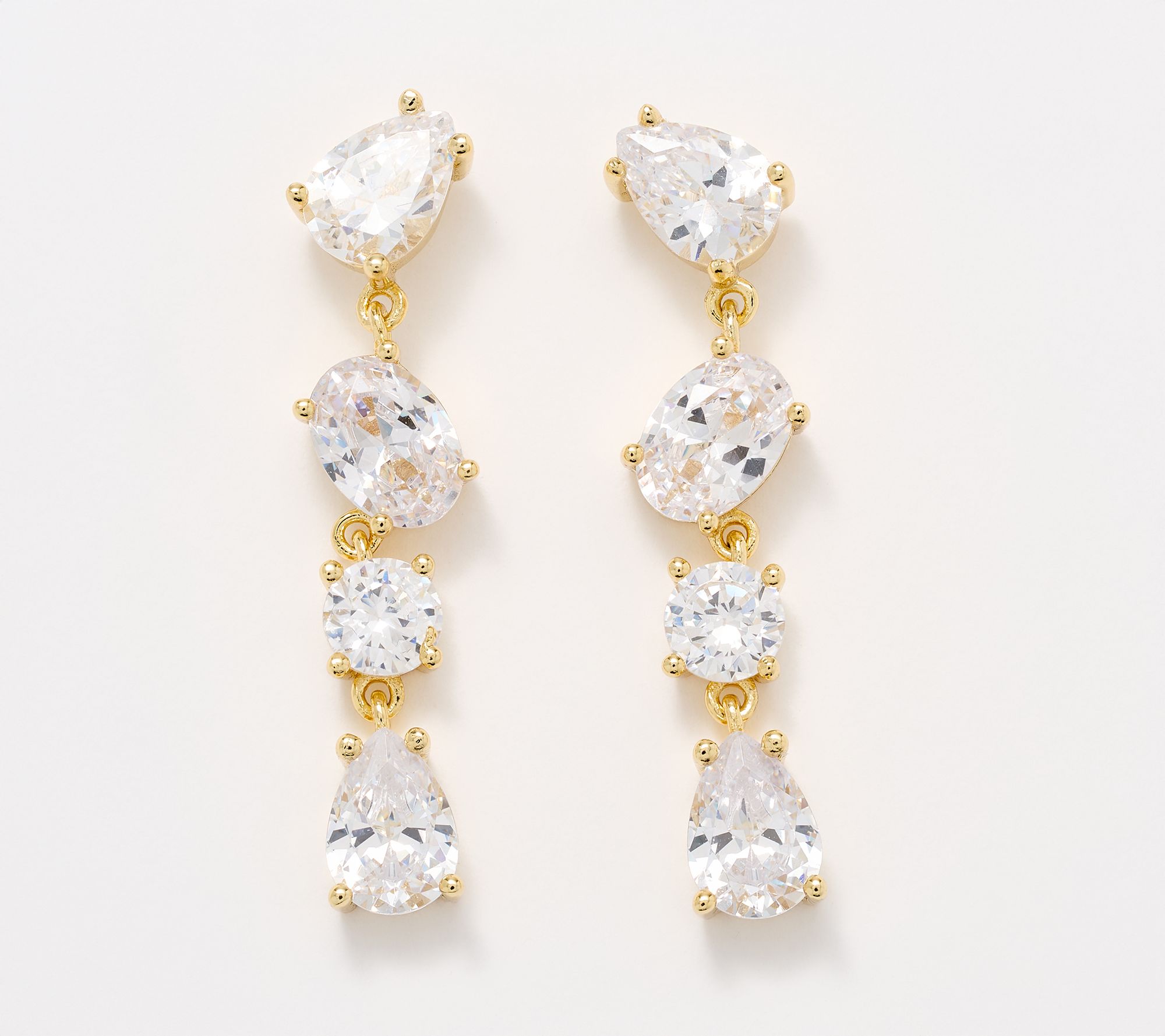 Diamonique 4-Stone Dangle Earrings, Sterling Silver