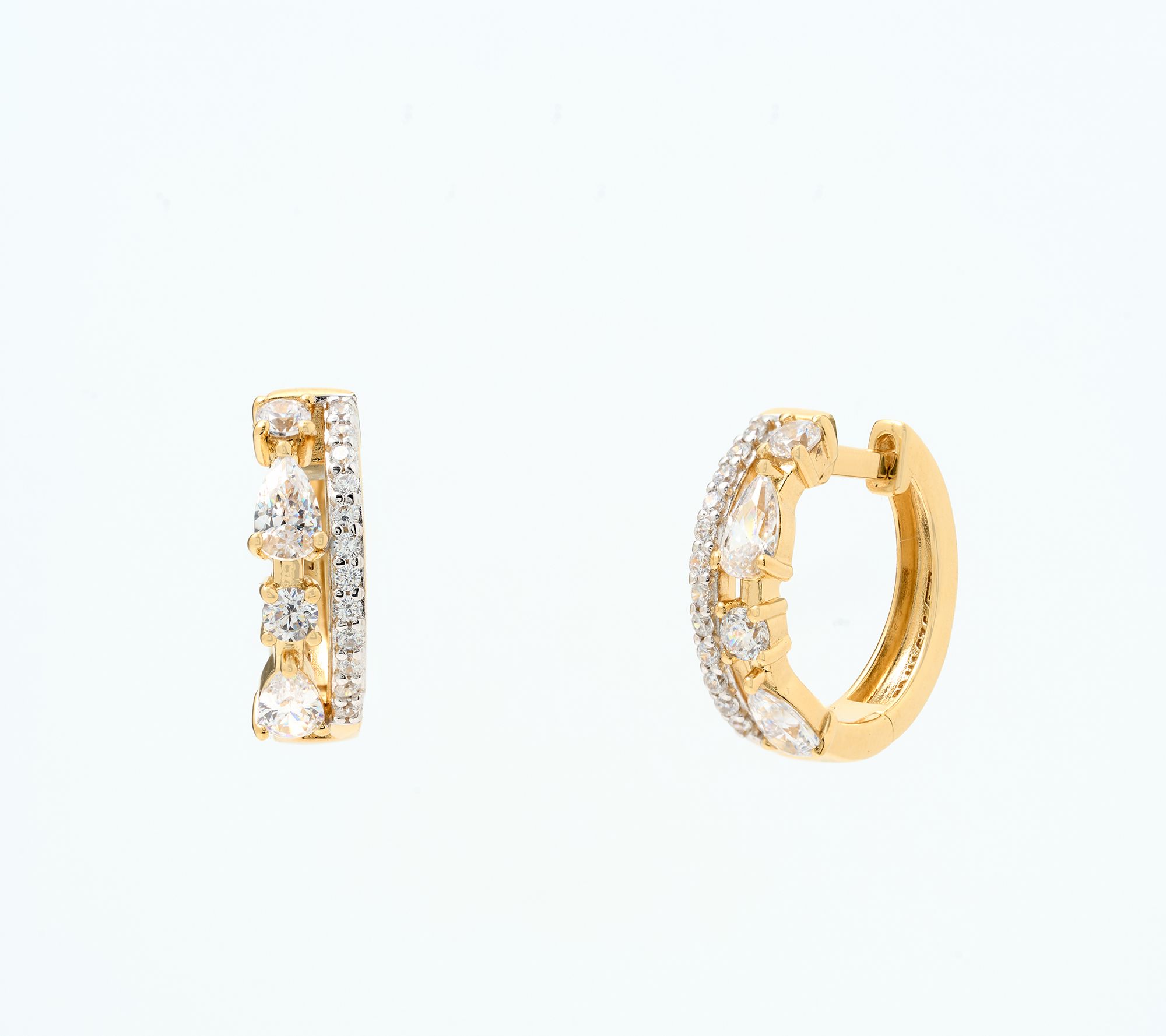 Diamonique Classics Double Huggie Illusion Hoop Earrings, Sterl