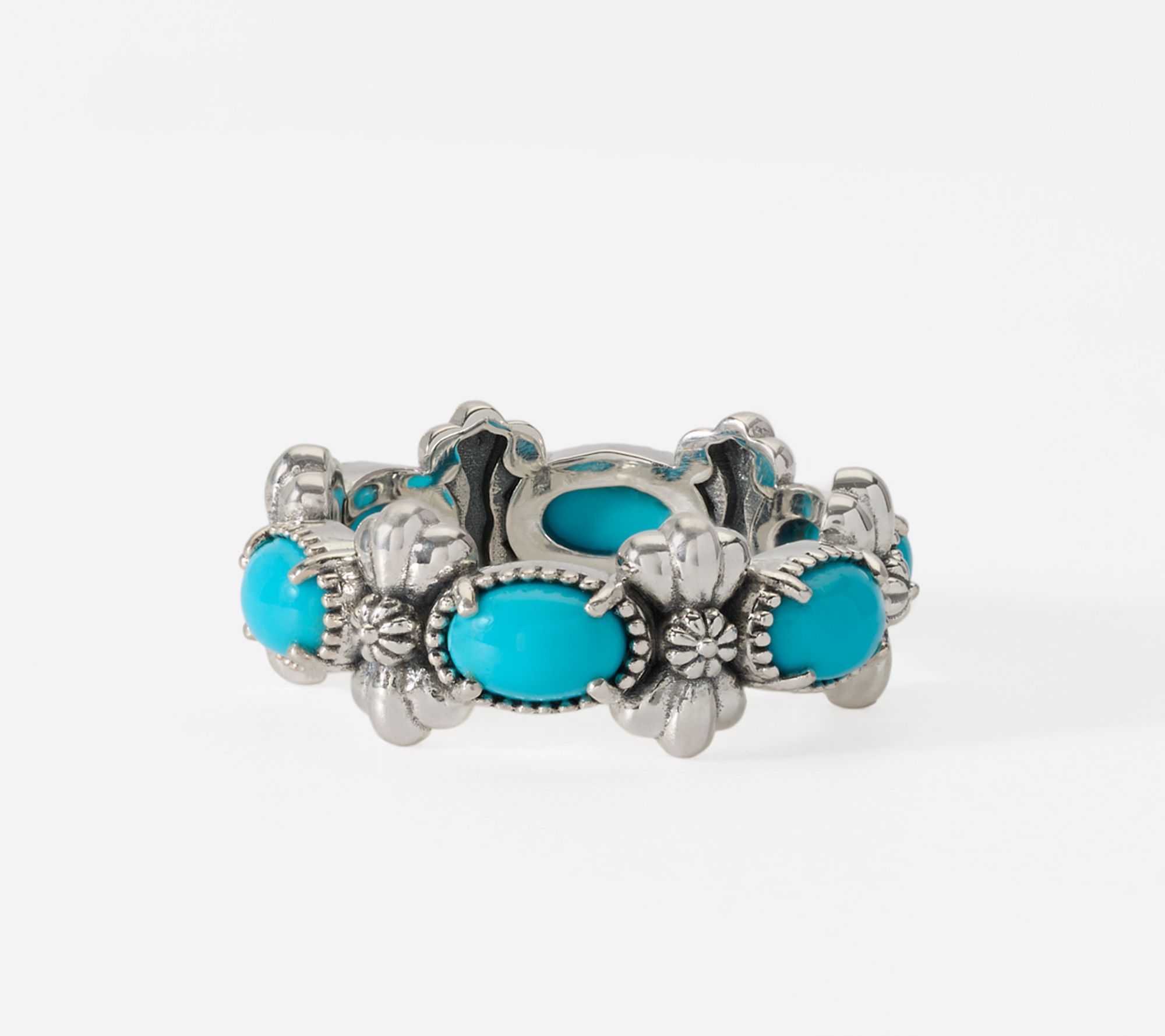 American West Sterling Oval Gemstone Butterfly Concha Ring