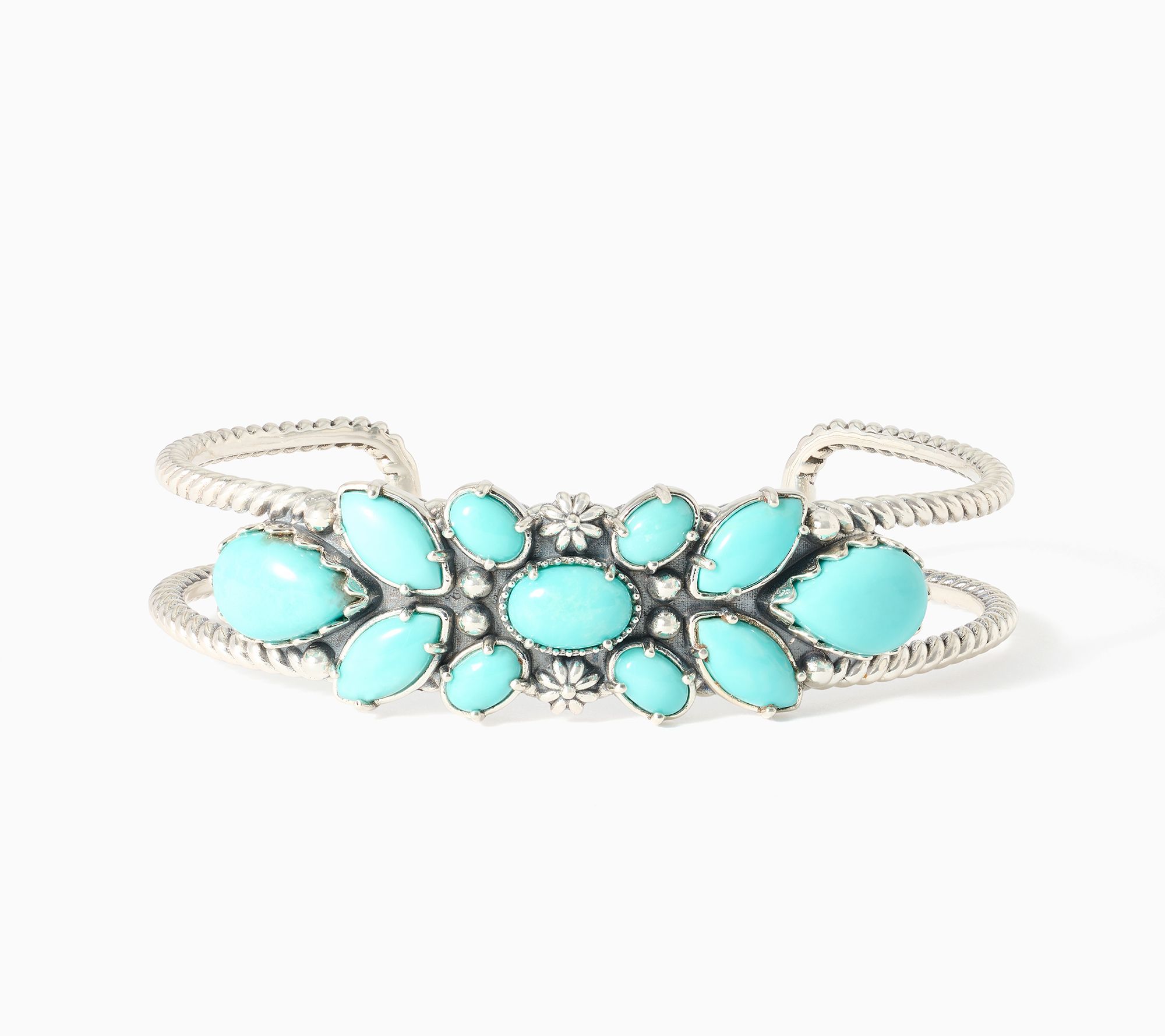 American West Sterling Silver Kingman Turquoise Cluster Cuff