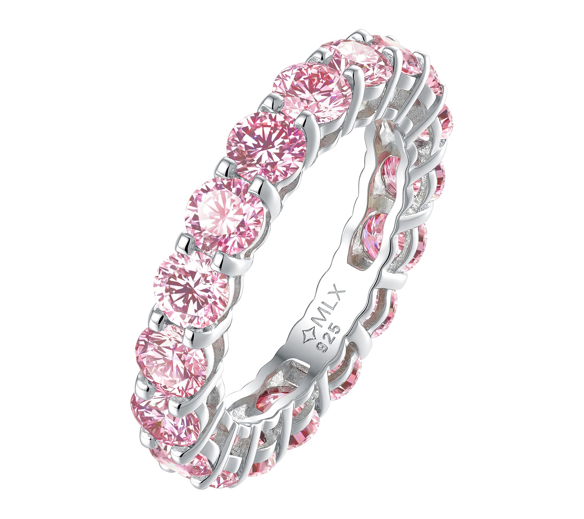 Moissanite Luxe Round Cut Eternity Band Ring, Sterling Silver