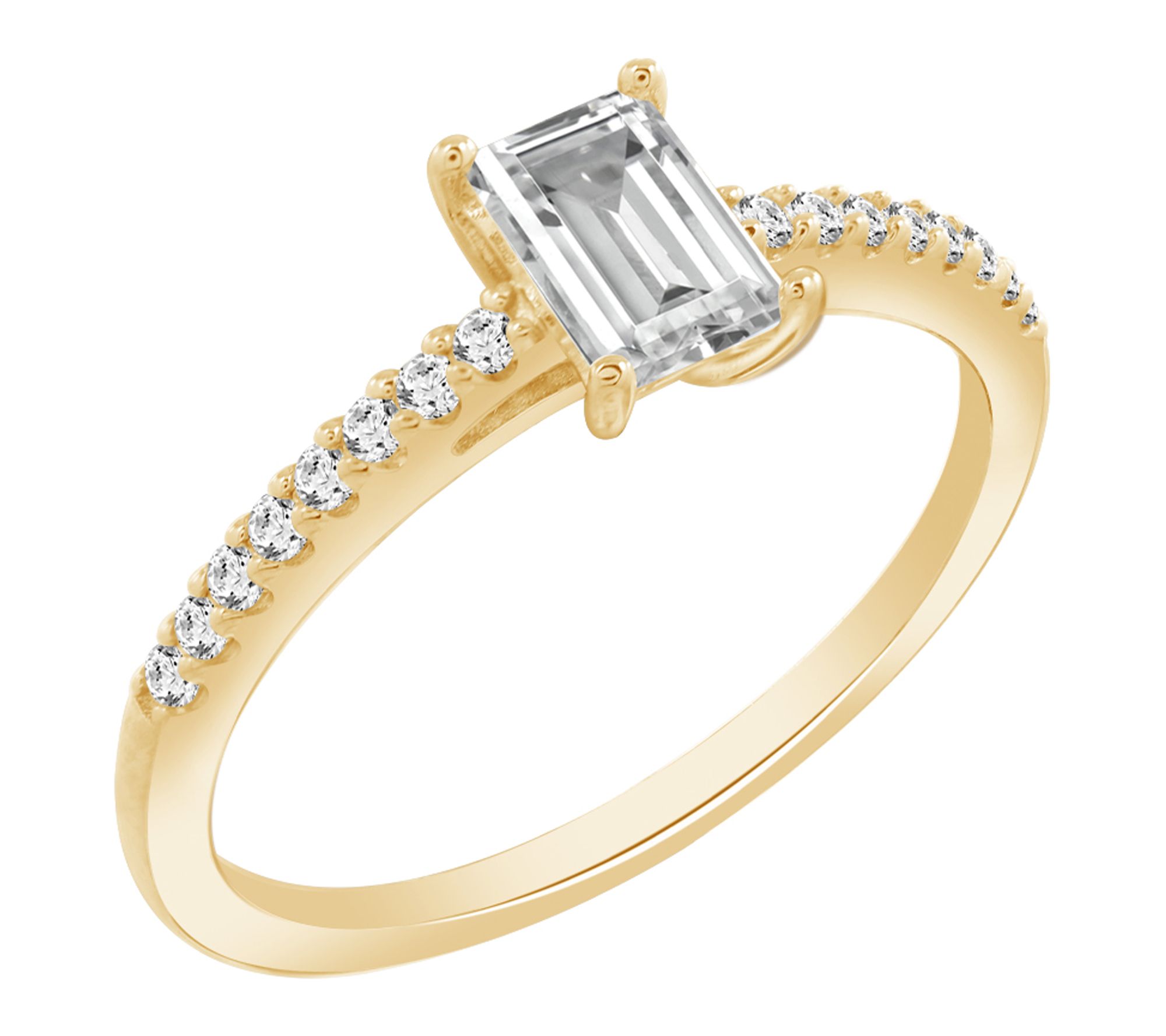 Fire Light Lab Grown Diamond Emerald Cut Ring,14K Plated