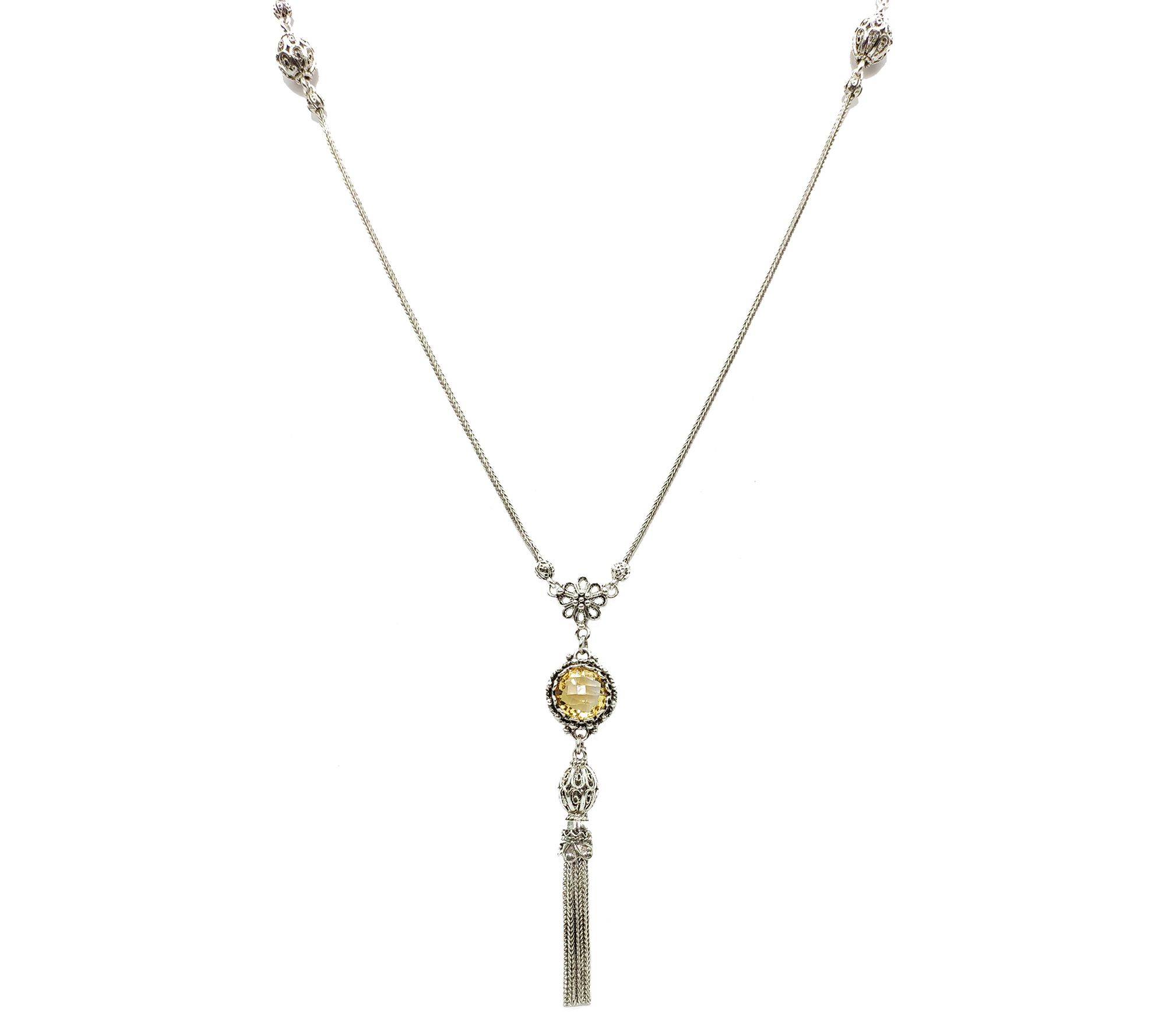 Artisan Crafted Sterling Gemstone Tassel Necklace