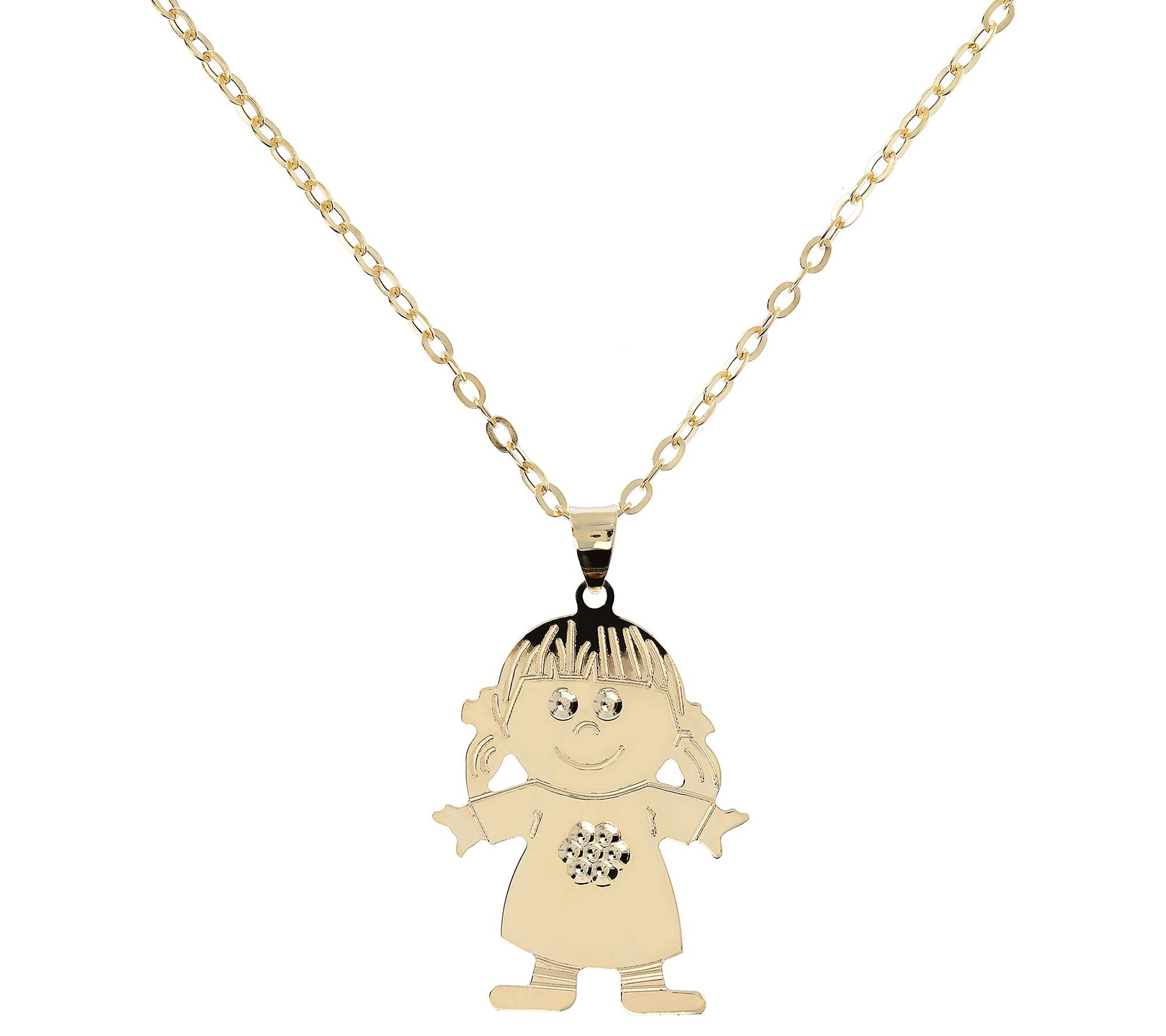 Italian Gold Girl Pendant with 18" Chain, 14K Gold