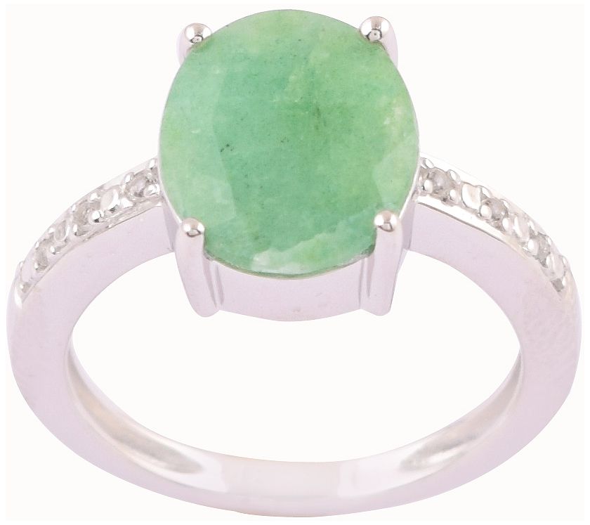 Sterling Silver 3.70 cttw Emerald & White T opaz Ring