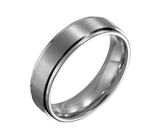Steel By Design Men's 6mm Ridged Edge Satin Polished Ring