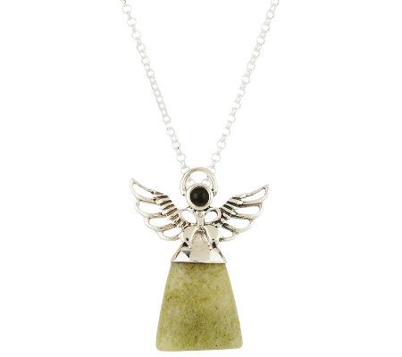 Sterling Silver Connemara Marble Angel Pendant