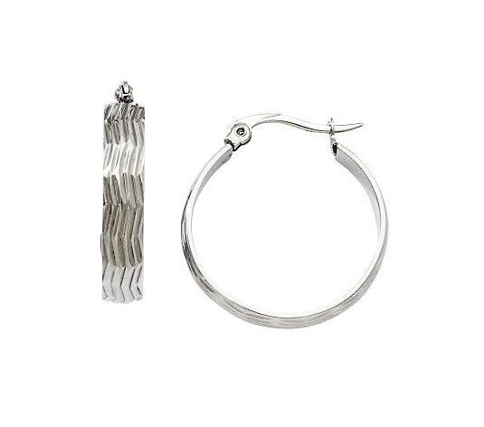 Steel by Design Textured Wave Hoop Earrings