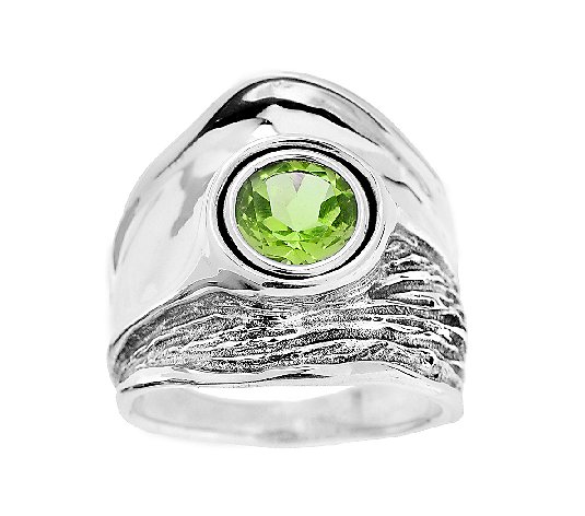 Hagit Sterling Textured and Polished Gemstone Ring