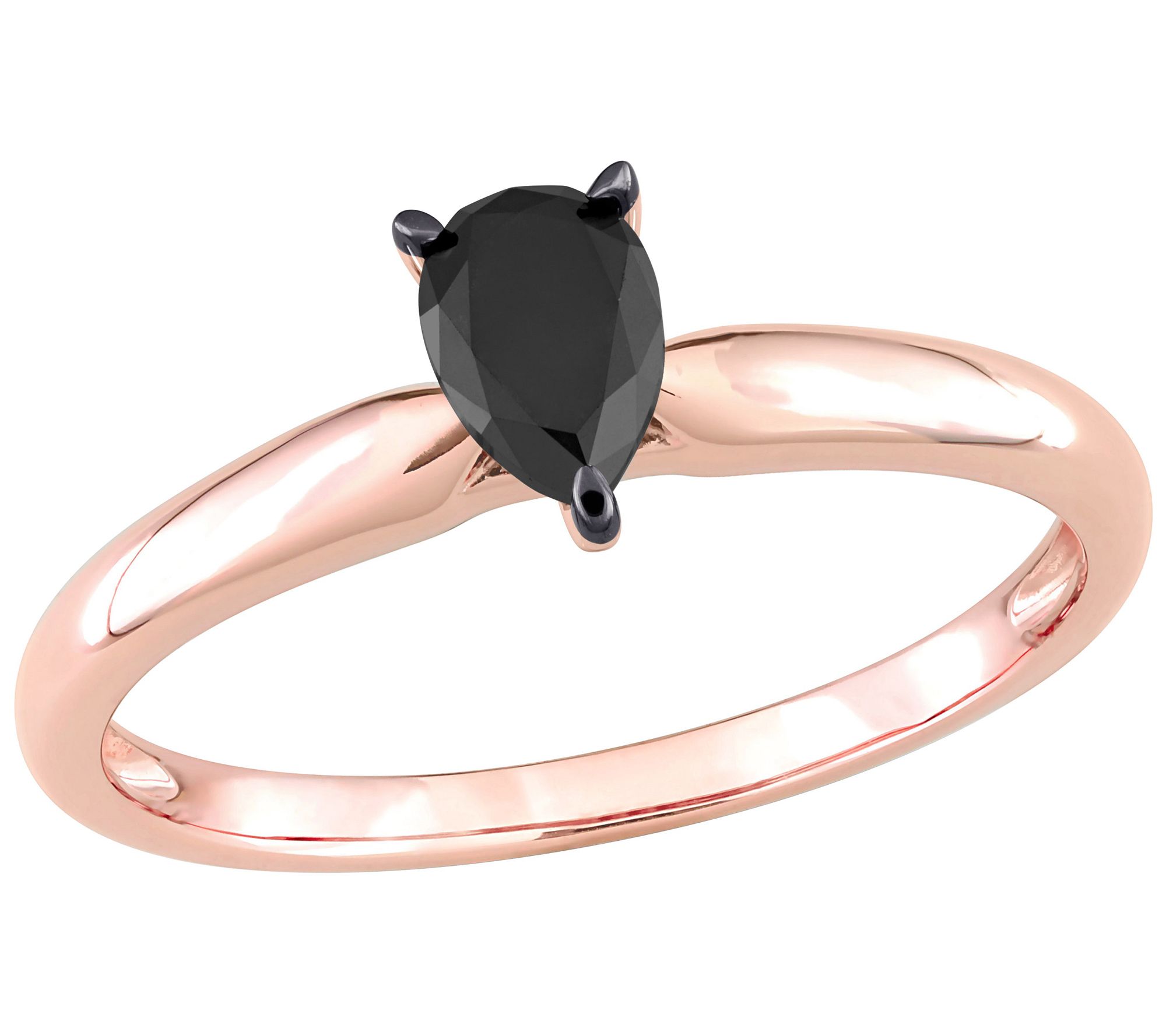 Affinity 0.50 cttw Pear Cut Black Diamond Ring, 14K Rose Gold